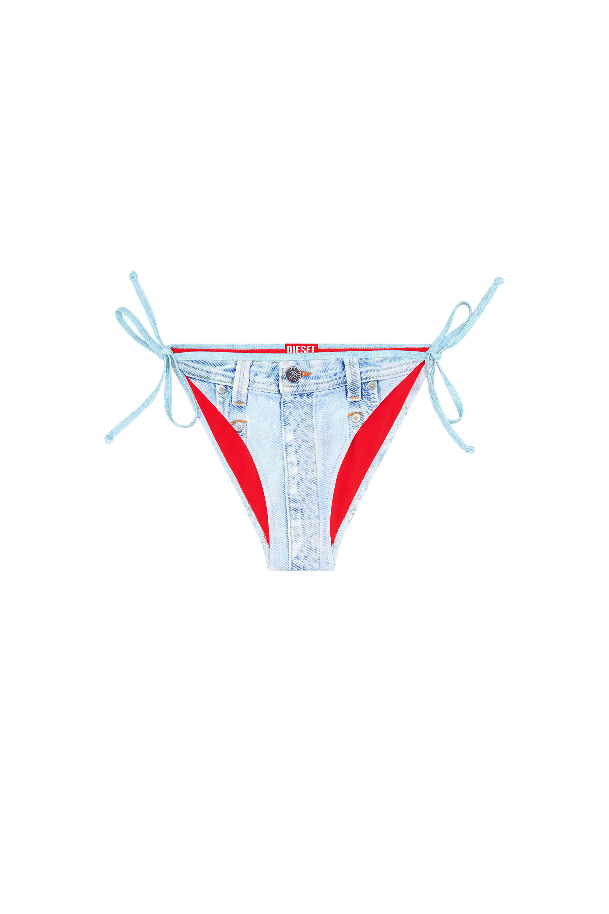 Diesel - BFPN-BRIGITTES, Culotte de bikini avec effet denim trompe l'œil Femme in Bleu - 4