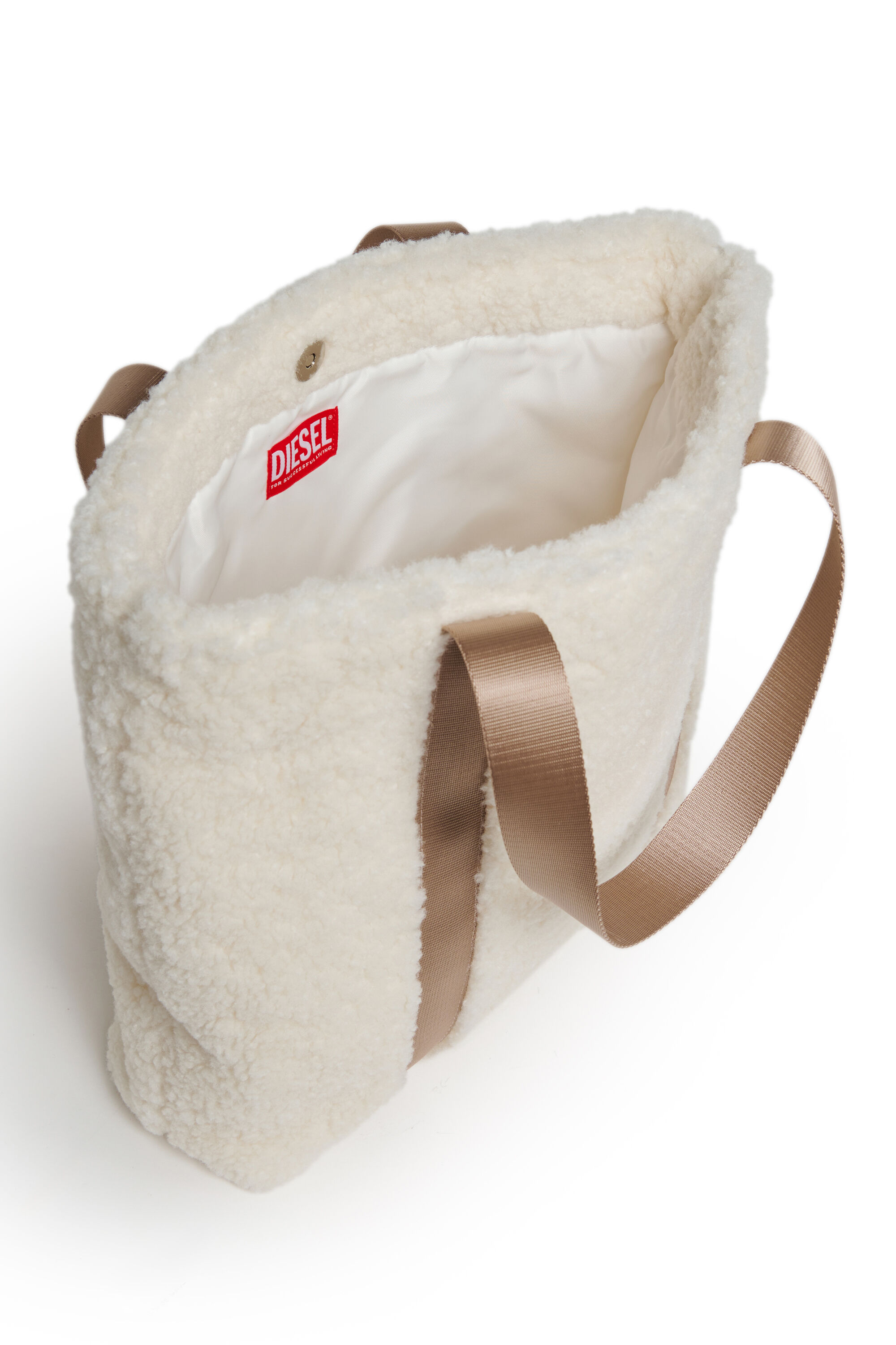 Diesel - WIXA, WIXA - Borsa tote in teddy fleece Donna in Bianco - 4