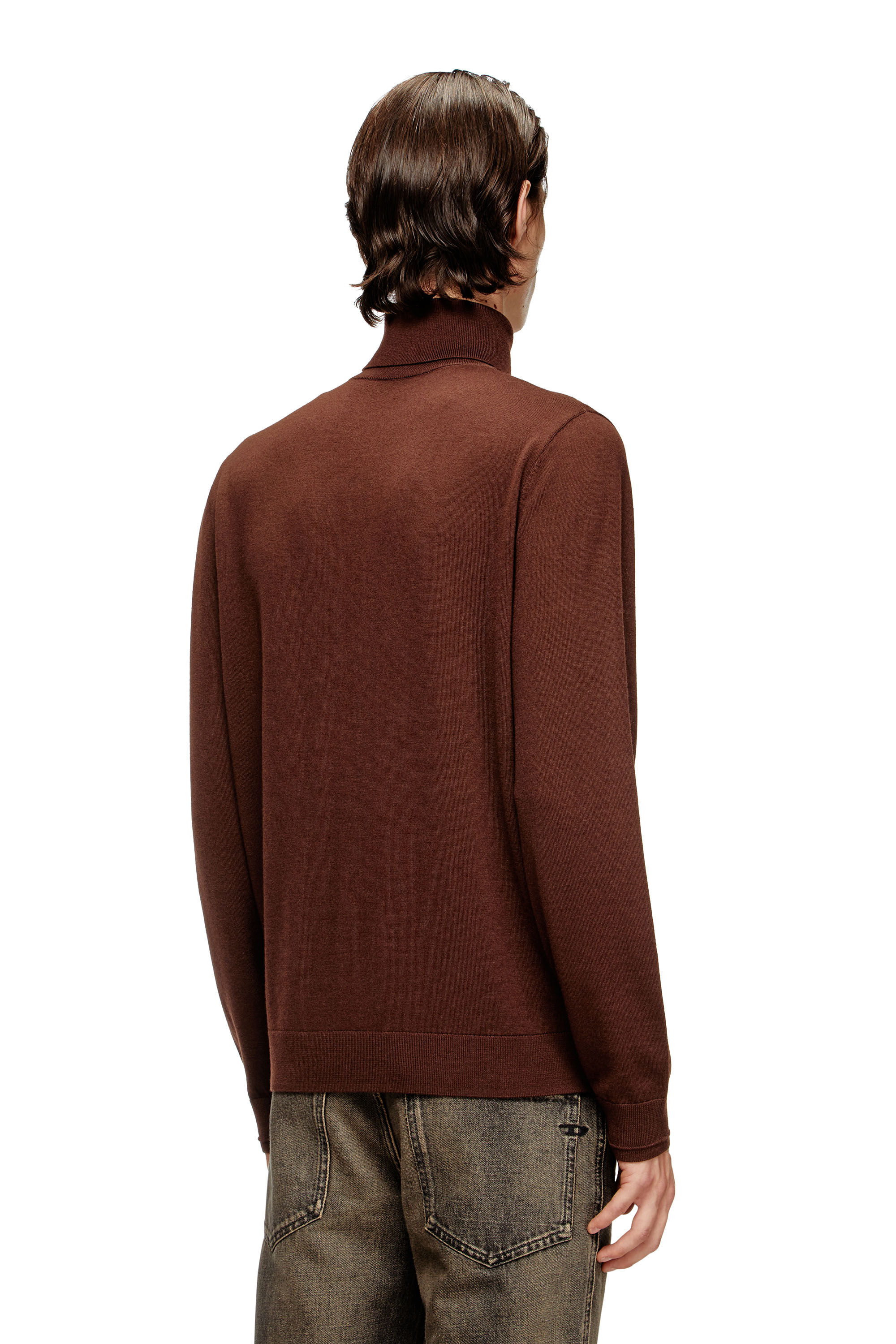 Diesel - K-VARTA, Dolcevita in lana con logo cut-out Uomo in Marrone - 4