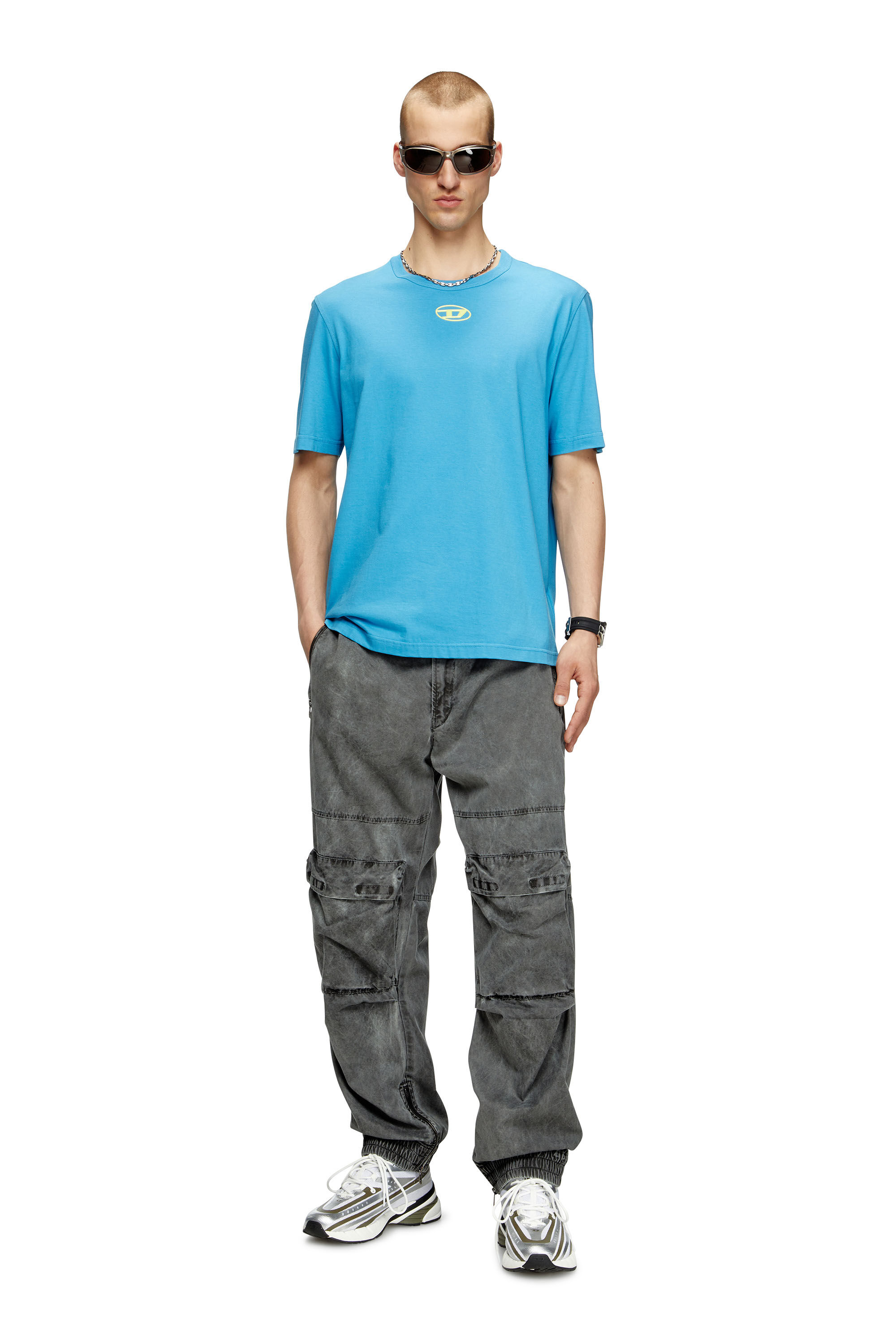 Diesel - T-ADJUST-OD, Herren T-Shirt mit metallischem Oval D in Azurblau - 1