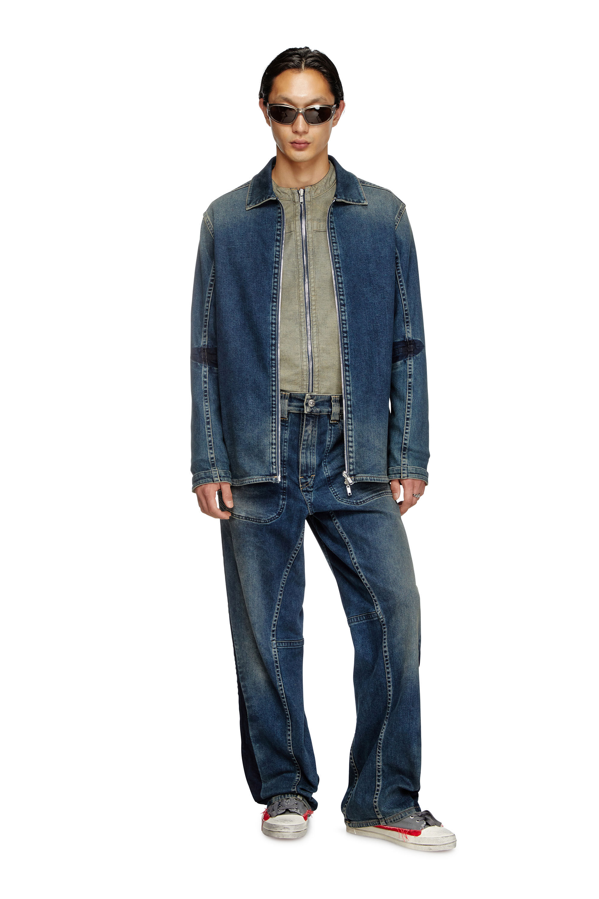 Diesel - D-SIMPLY-RE, Chemise zippée en denim Rehab Homme in Bleu - 1