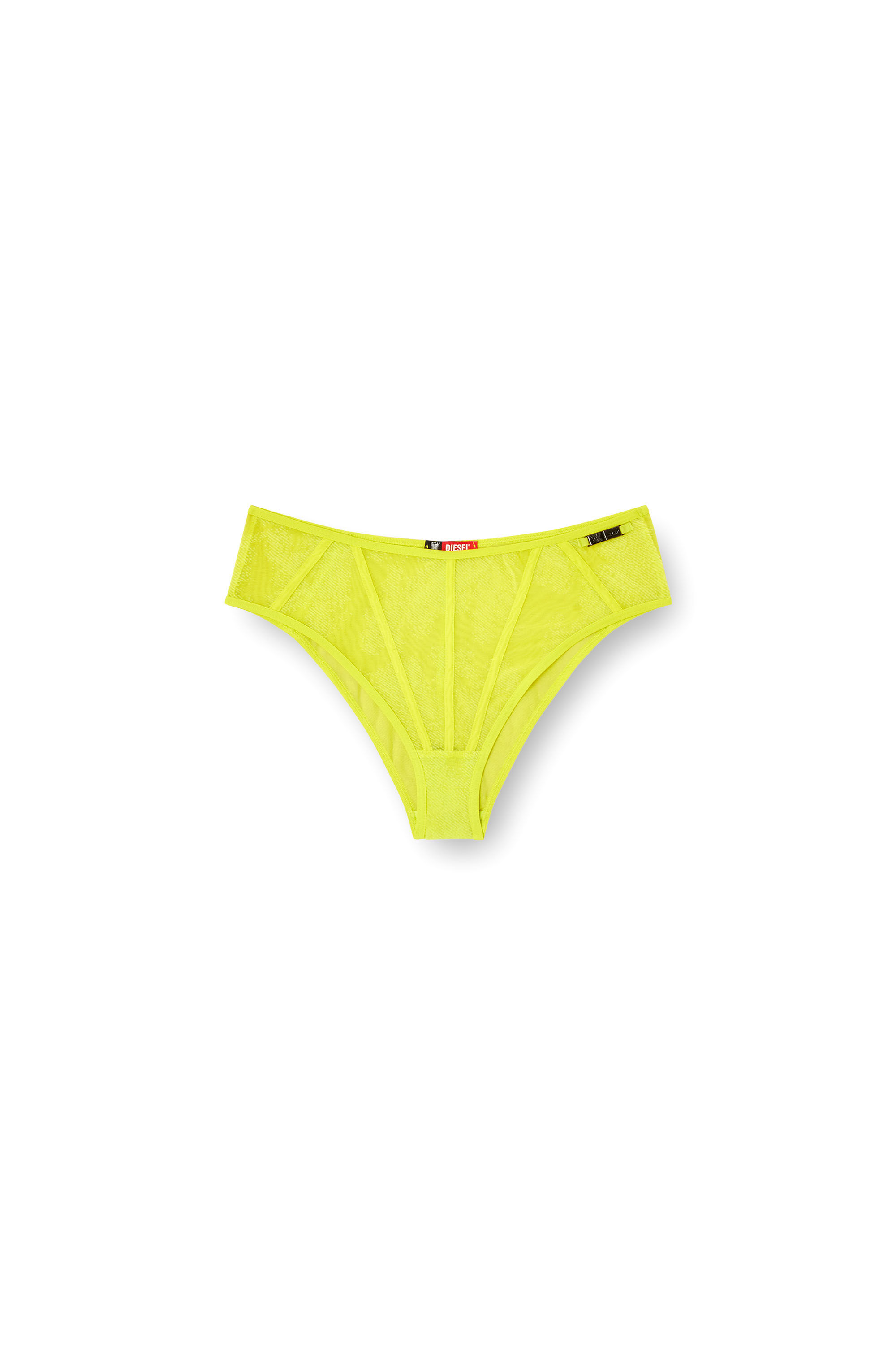 Diesel - MESH-HIGH-WAIST-BRIEF, Slip taille haute en résille floquée Femme in Vert - 2