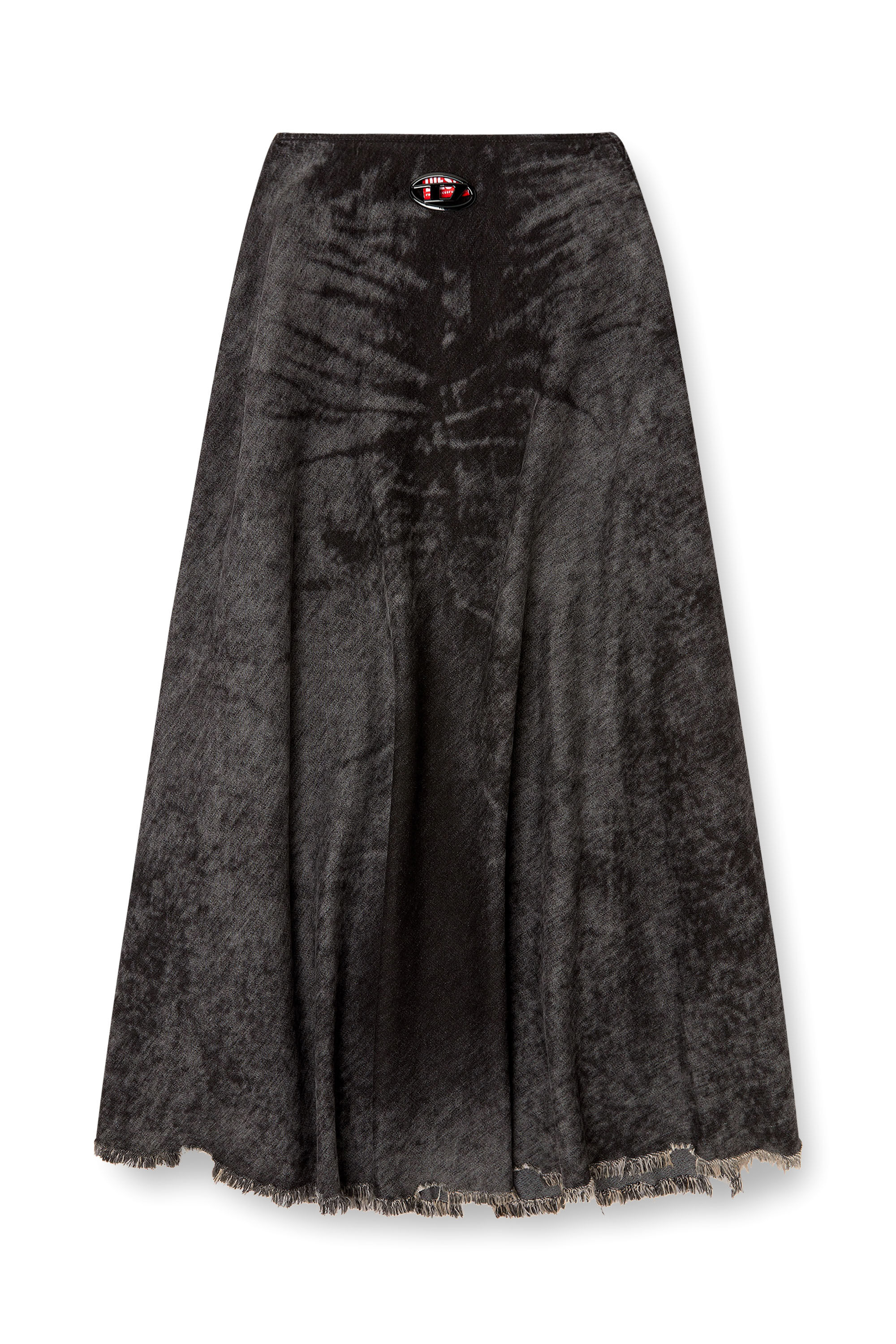 Diesel - DE-HANNIE-FSH, Gonna a ruota in denim e canapa laserato Donna in Nero - 2