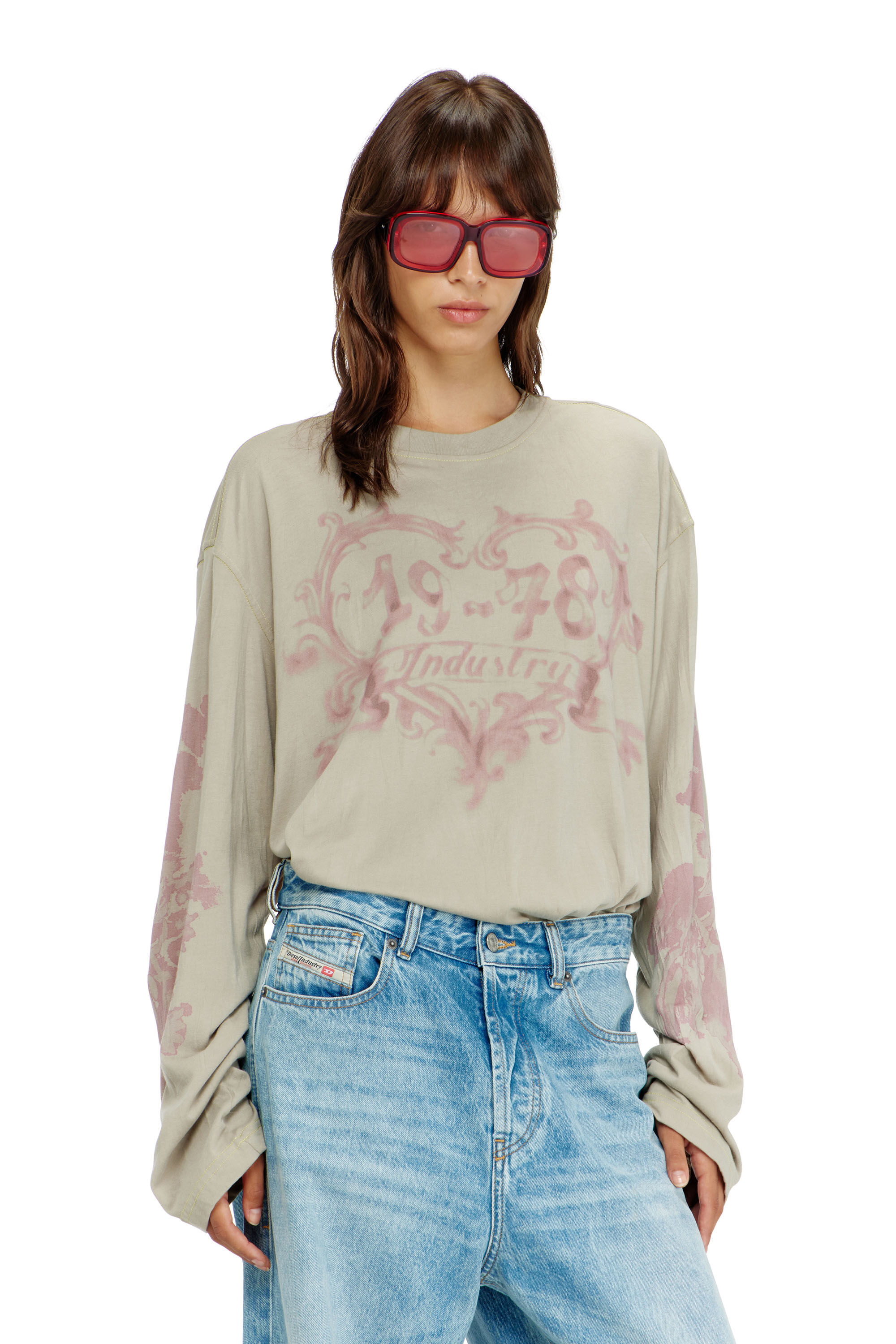 Diesel - T-HILARY-LS-AA1, T-shirt a manica lunga in cotone con stampa grafica Donna in Multicolor - 3