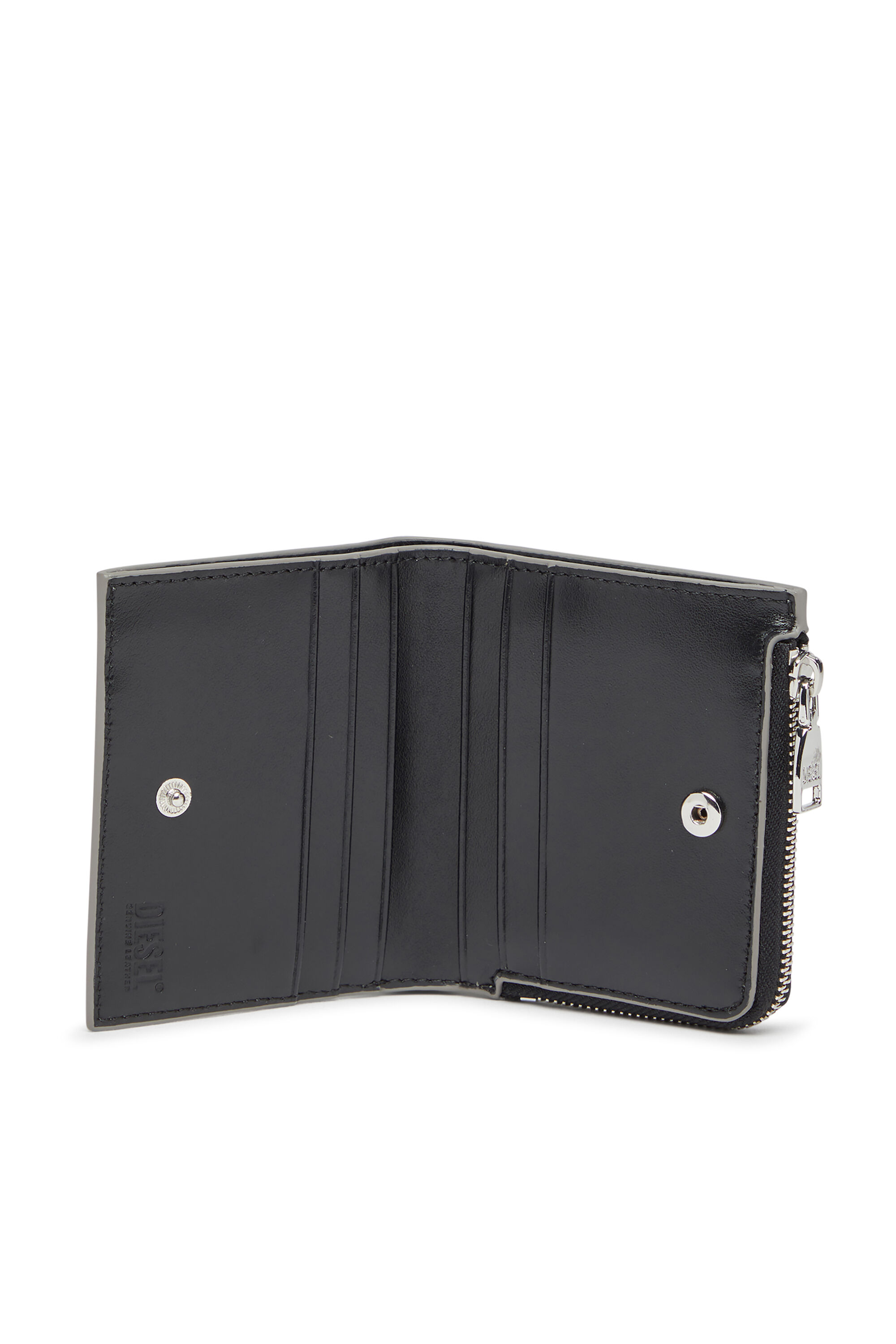 Diesel - 1DR BI FOLD ZIP L, Portacarte a libro in pelle specchiata Donna in Argento - 3