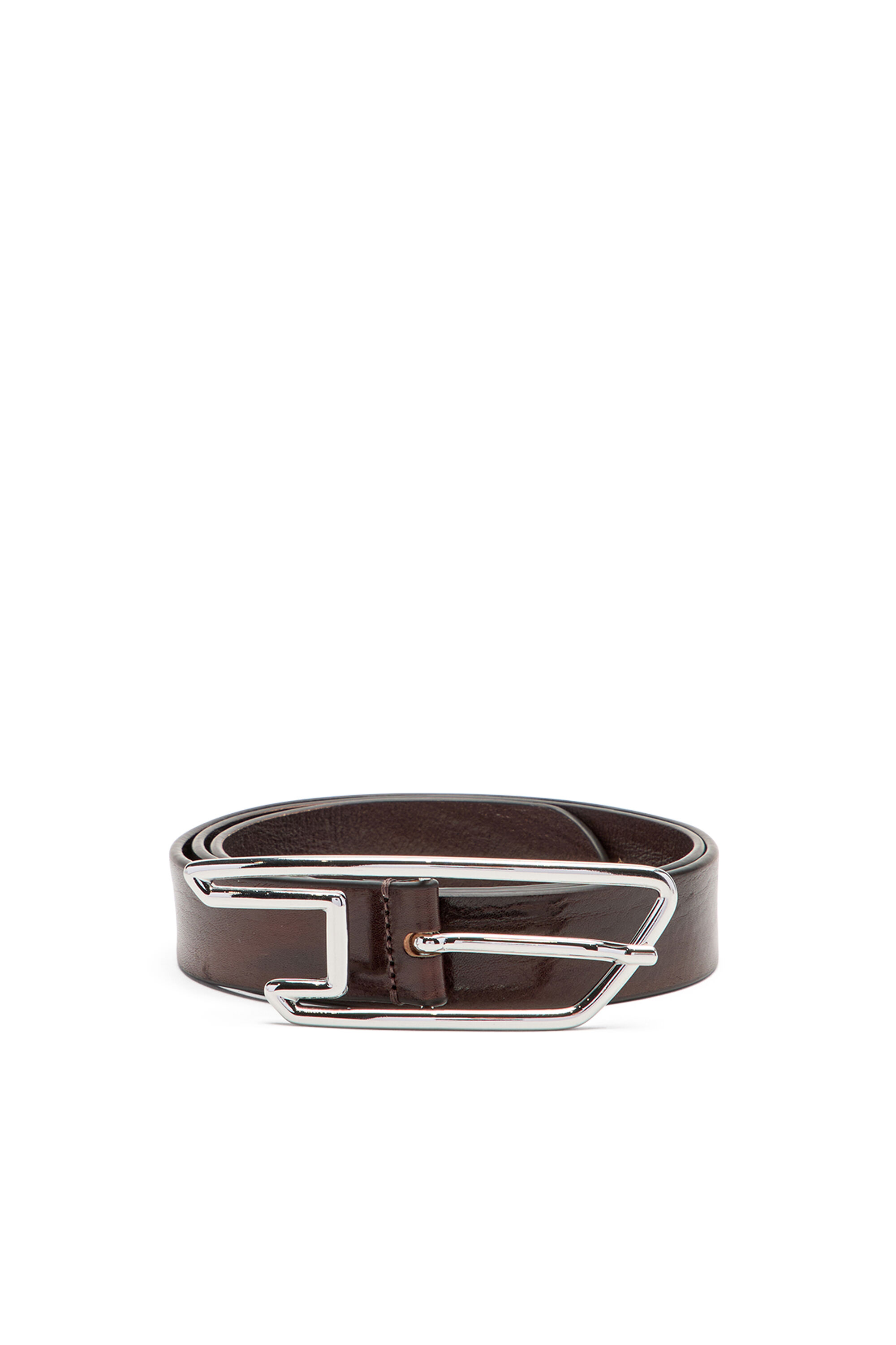 Diesel - B-D LINE 30, Ceinture en cuir cir&eacute; de 3 cm avec boucle D-logo Mixte in Marron - 1