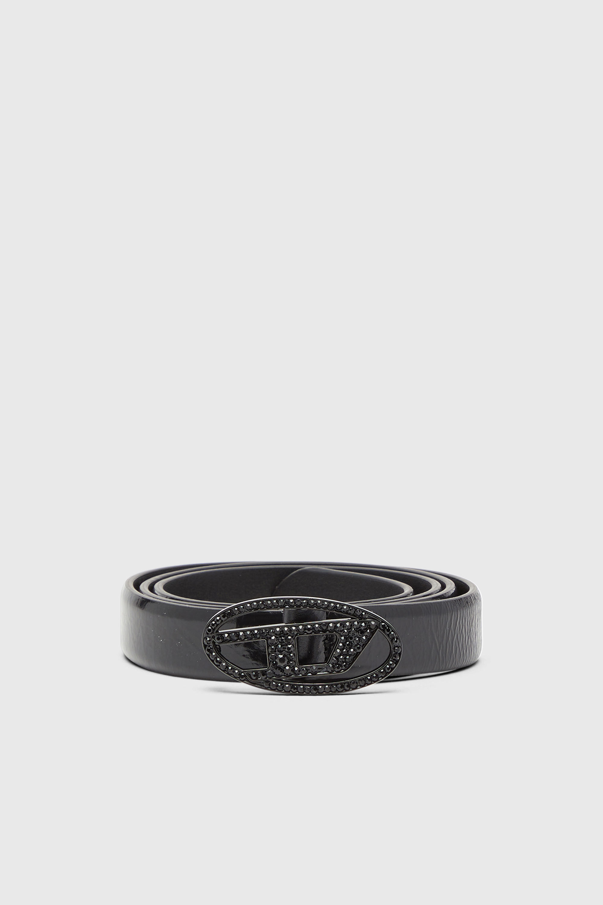 Diesel - B-1DR STRASS 20, Ceinture 2 cm en cuir avec boucle de cristal Femme in Noir - 1