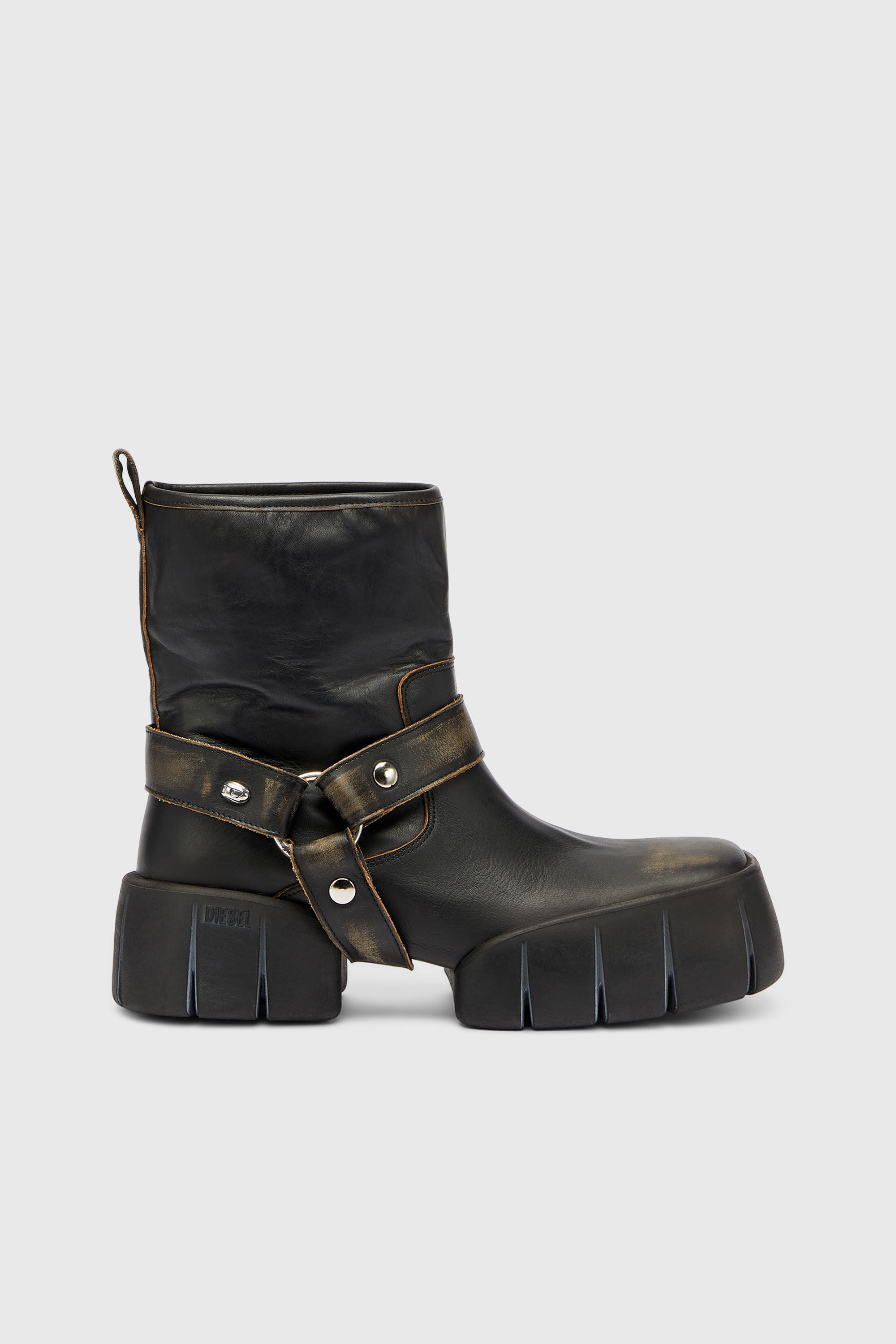 Diesel - D-TEX TU, Herren D-Tex - Biker-Boots aus distressed Leder in Dunkelbraun - 1