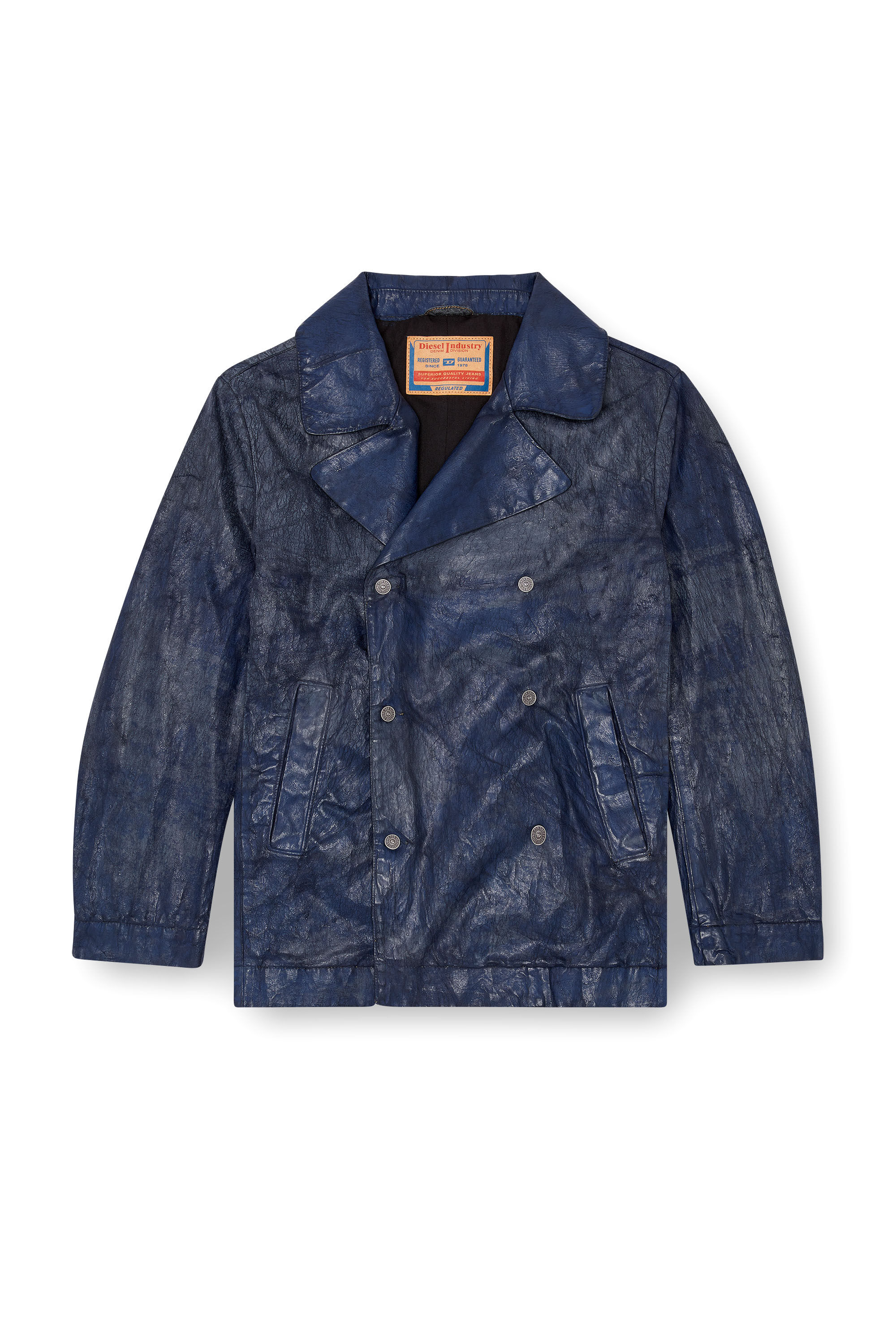 Diesel - D-BONDED-S, Man Double-breasted jacket in coated denim in Blue - Image 2