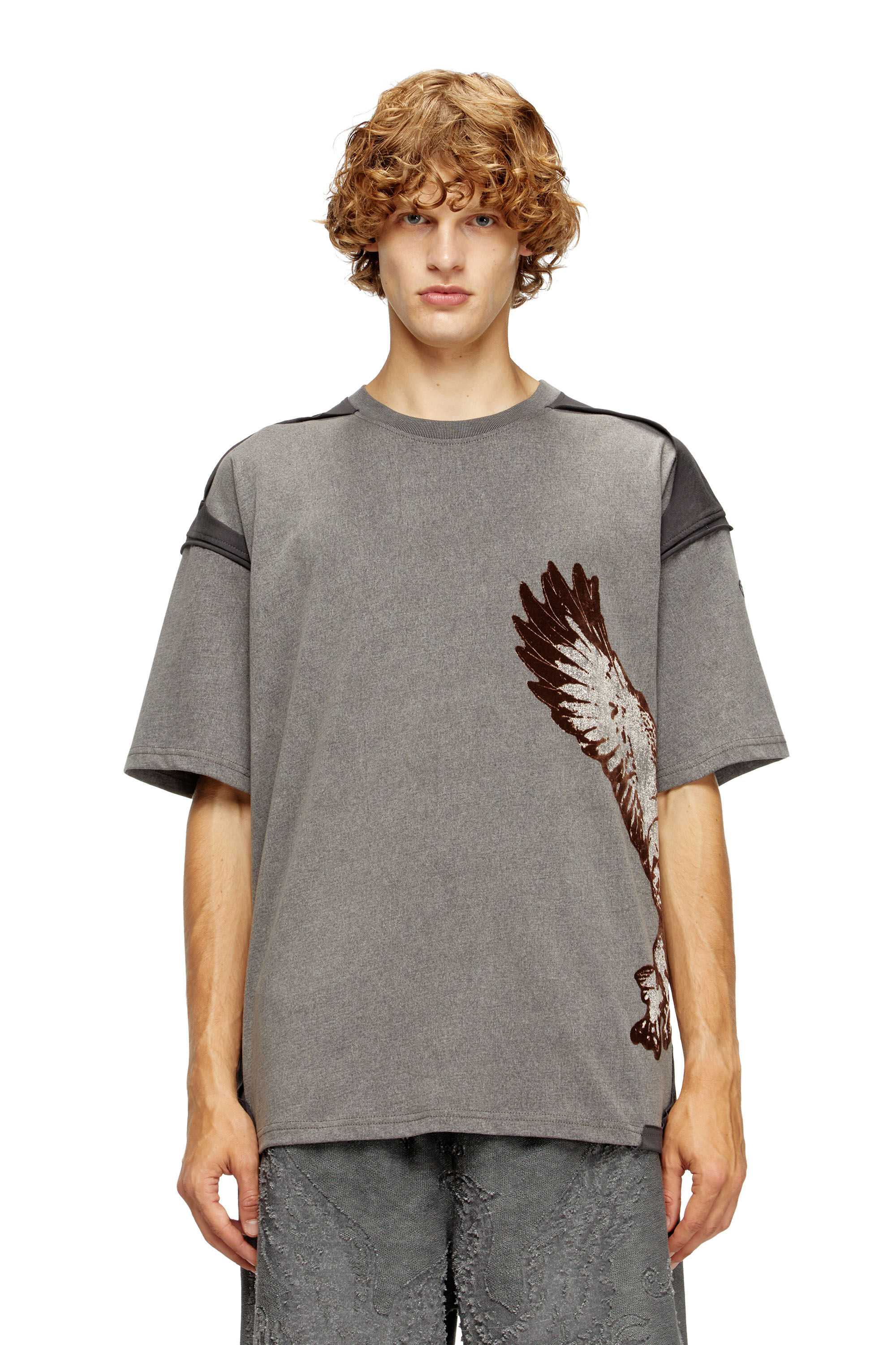 Diesel - T-BOXT-PEELOFF, T-shirt effetto peel-off e stampa Eagle Uomo in Grigio - 3