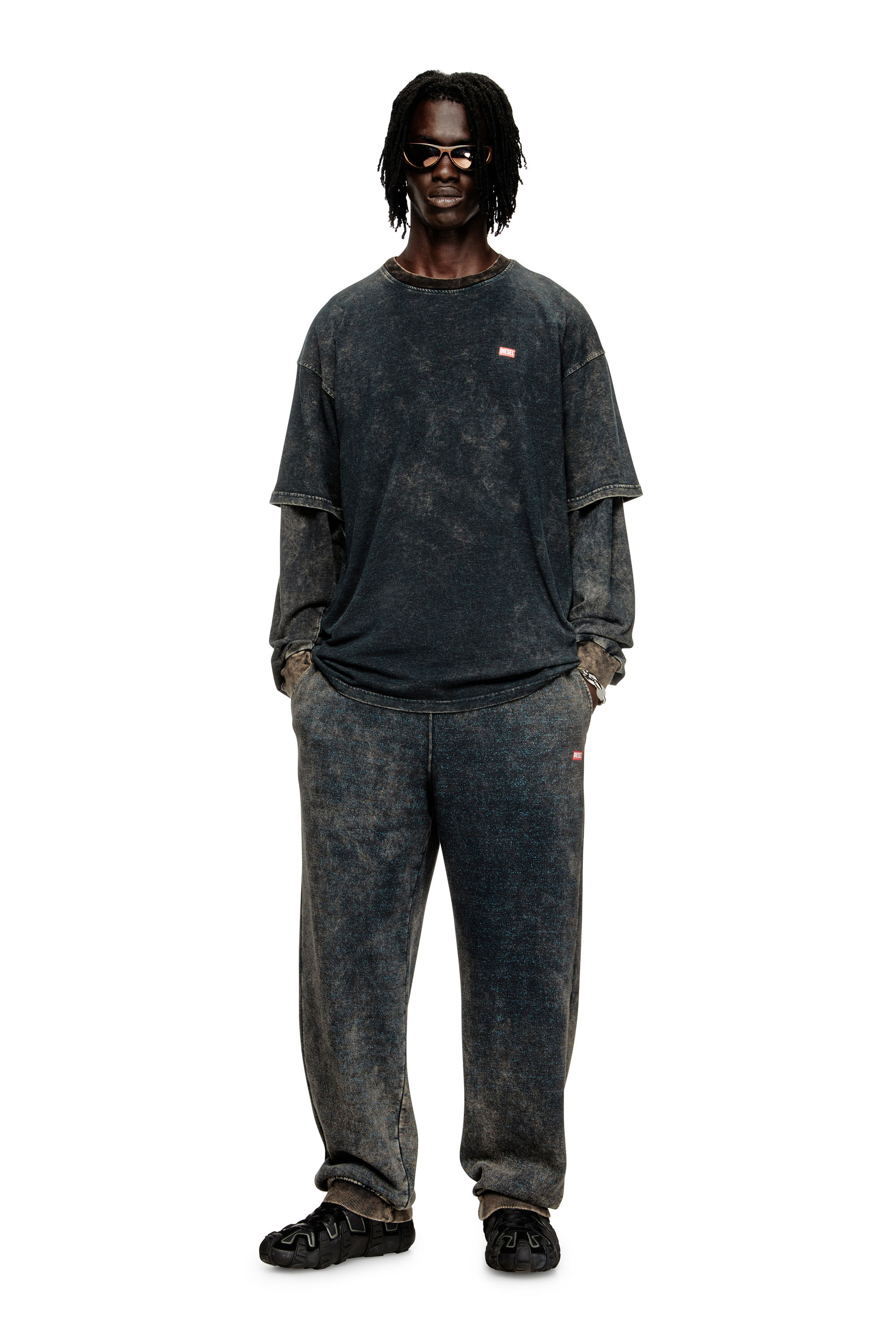 Diesel - T-BOXT-T4, T-shirt in jersey vanisèe con logo Uomo in Nero - 1