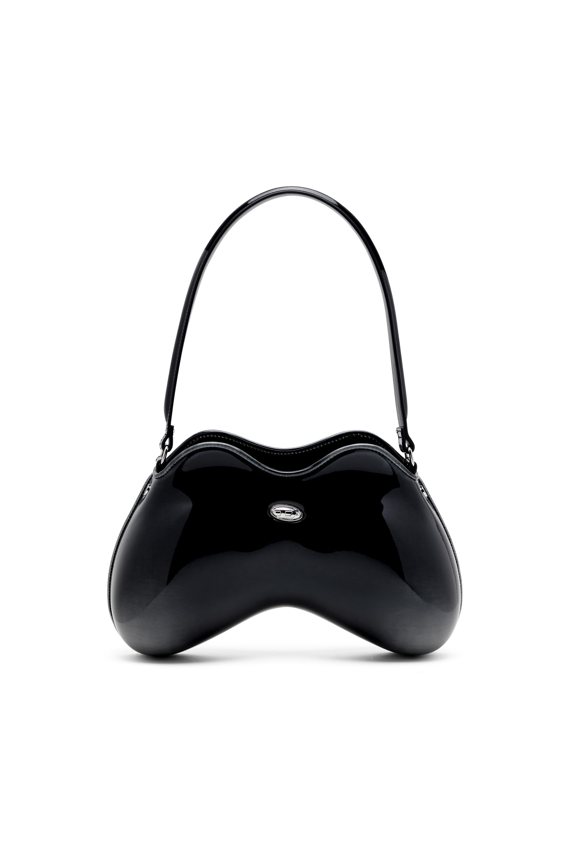 Diesel - DOUBLE-D SHOULDER, Sac épaule rigide en PU brillant dégradé Femme in Noir - 1