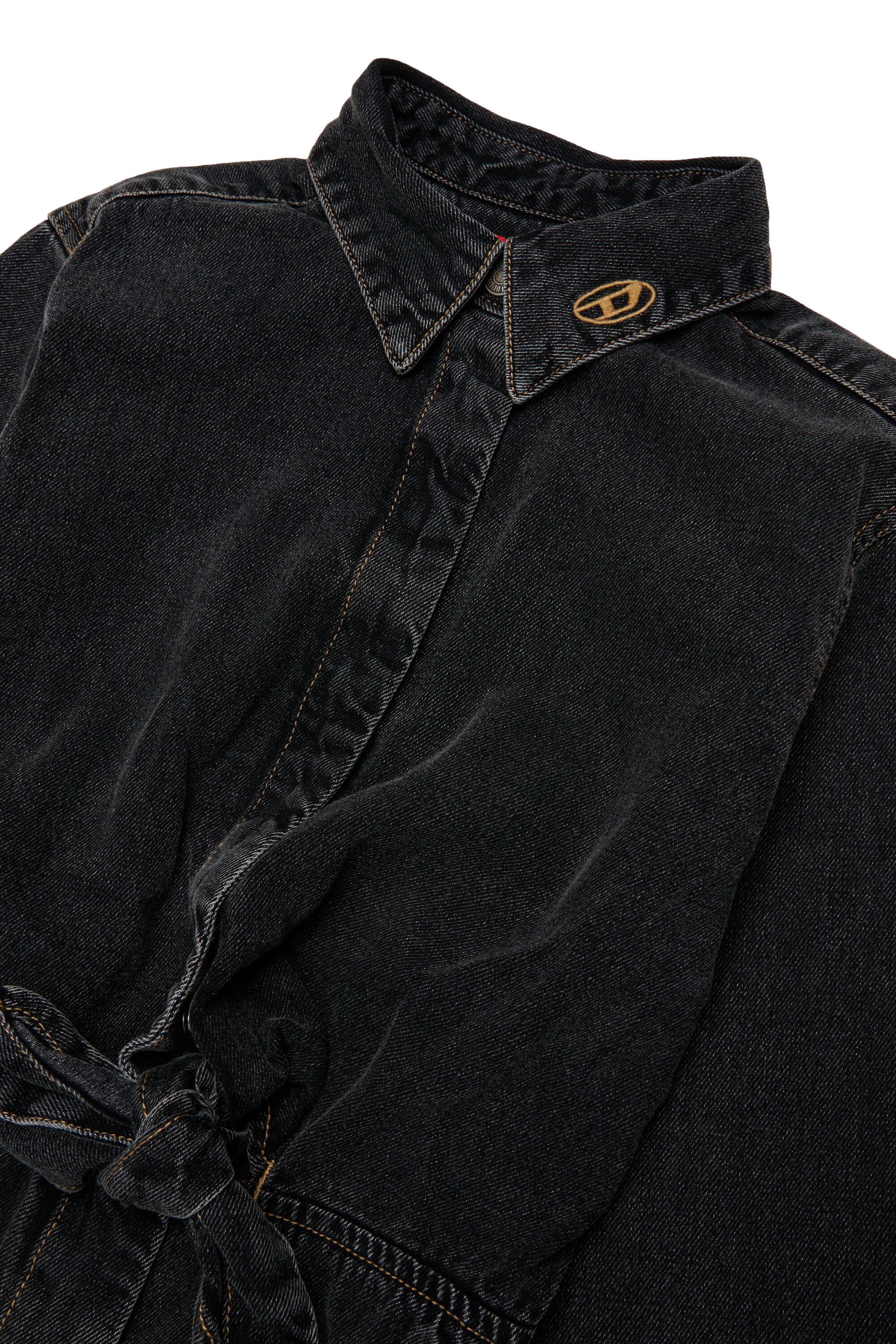 Diesel - DESUSY, Abito camicia in denim con cintura annodabile in vita Donna in Nero - 3