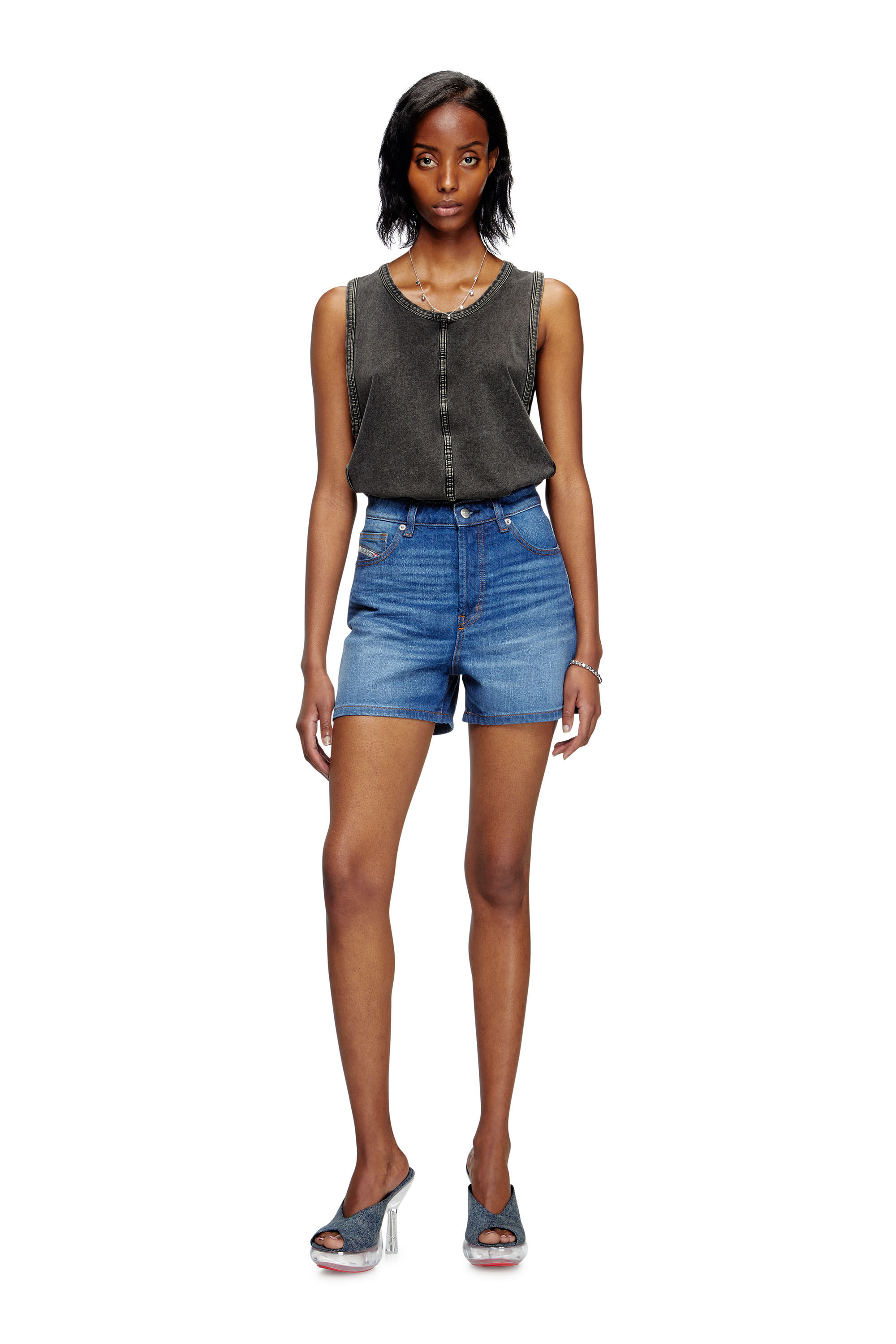 Diesel - DE-JIRO, Short in denim Donna in Blu - 1