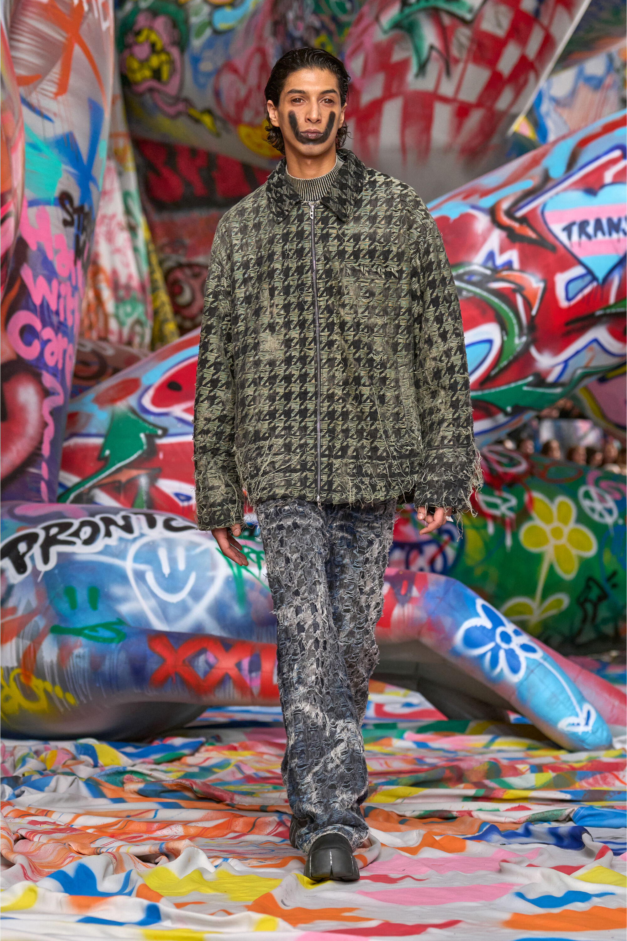 Diesel - D-ELMO-FSH, Herren Jacke aus Jeansgewebe mit Hahnentritt-Muster in Schwarz - 6