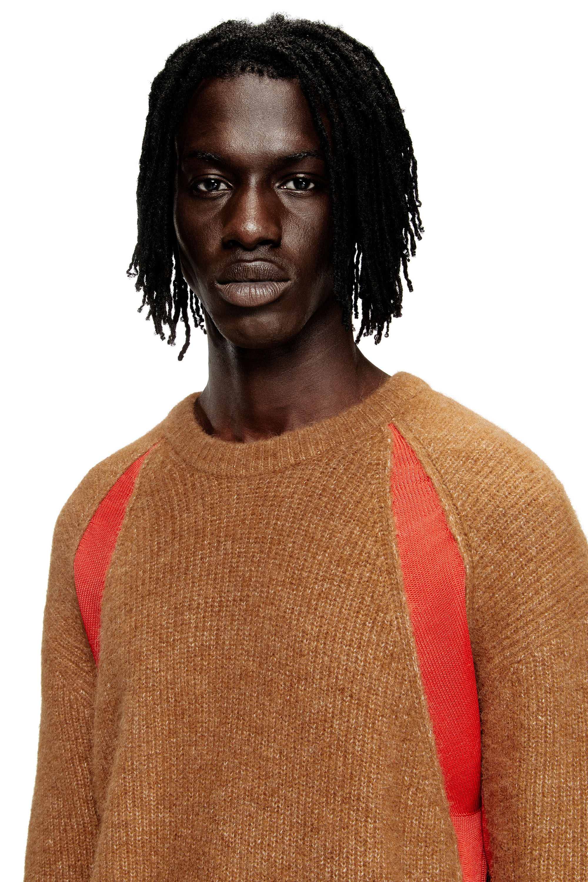 Diesel - K-LOLLO, Herren Pullover aus Alpakamischung mit kontrastierenden Einsätzen in Braun - 5