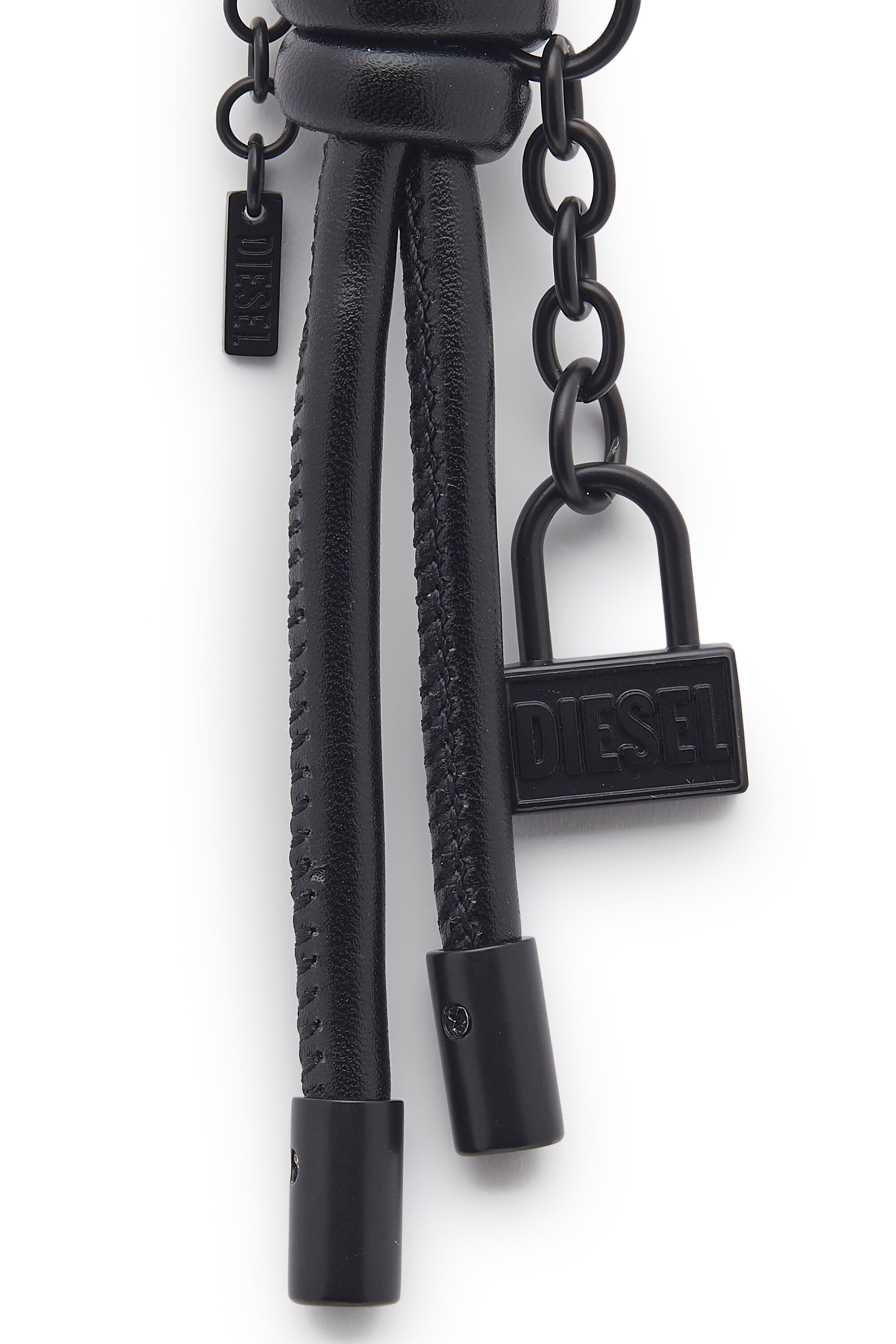Diesel - CHARM-LOCK II, Portachiavi in metallo con dettaglio lucchetto Diesel Uomo in Nero - 3