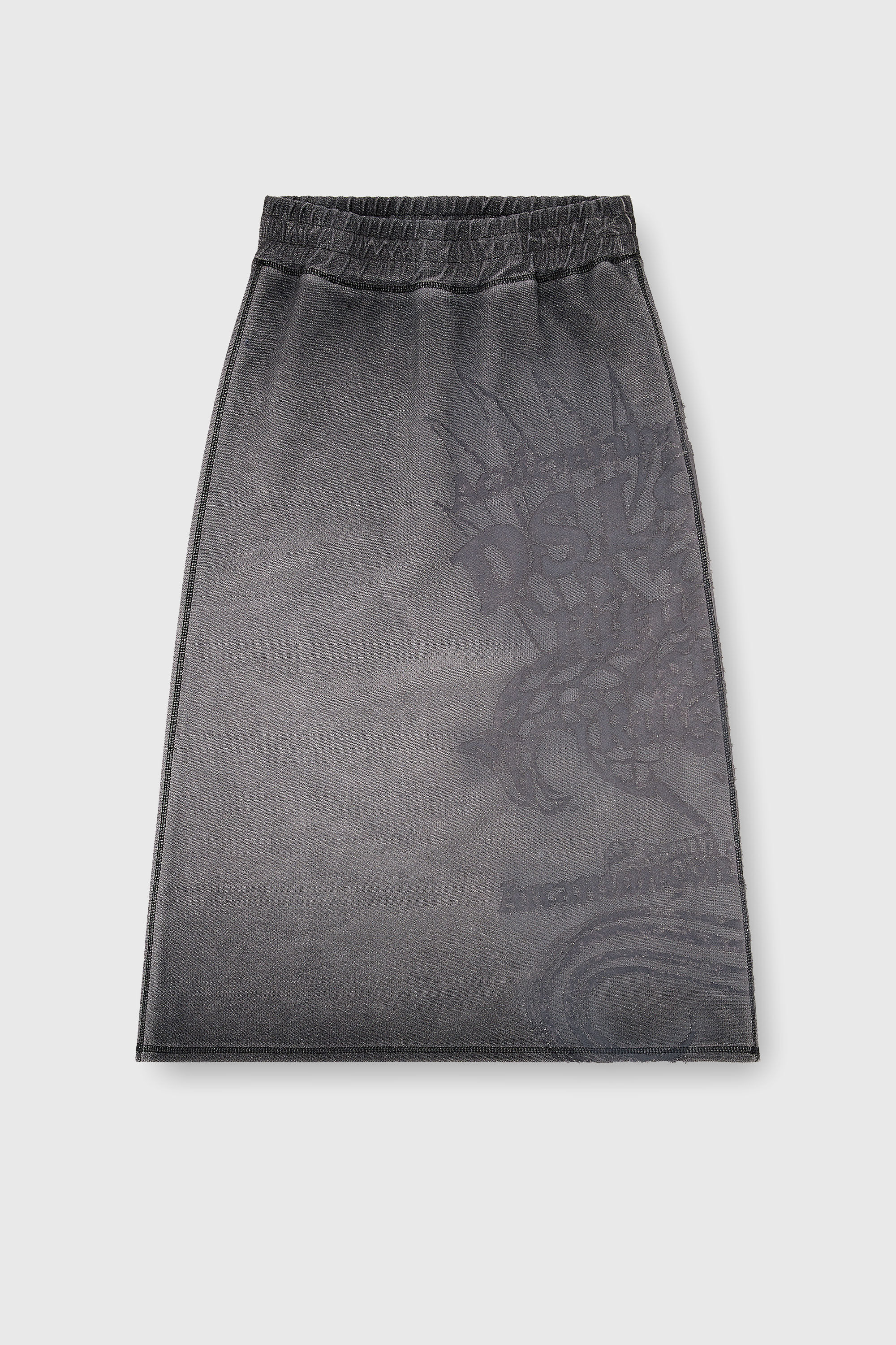 Diesel - O-BEAUTY, Jupe midi en molleton avec imprim&eacute; d&eacute;vor&eacute; Femme in Gris - 2