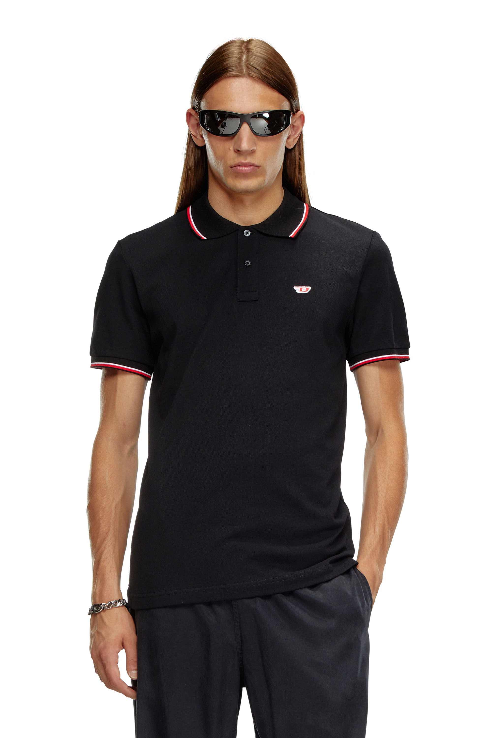 Diesel - T-SMITH-D, Homme Polo avec finitions rayées in Noir - Image 3