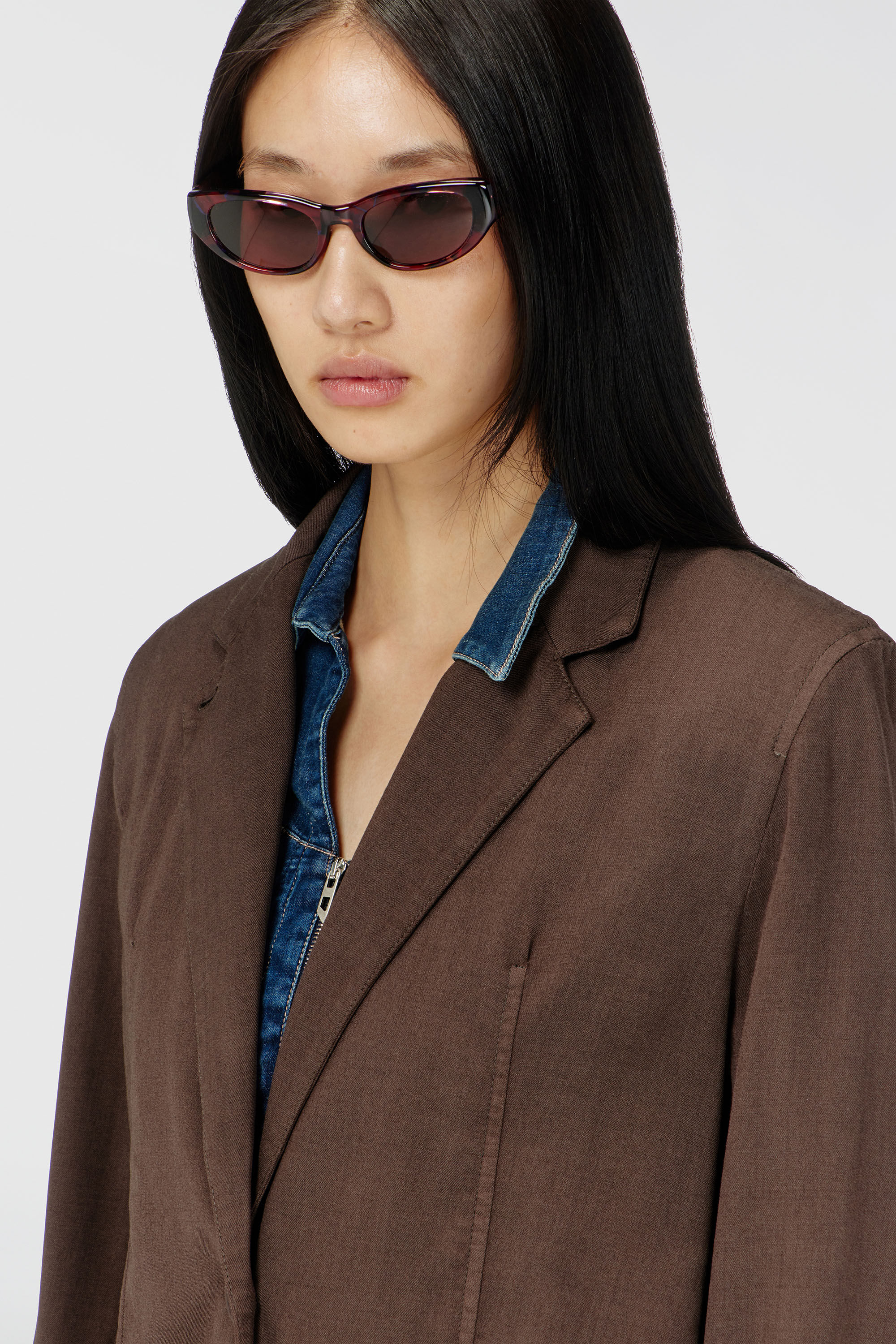 Diesel - G-KESSIER, Blazer decostruito in lana stretch Donna in Marrone - 5