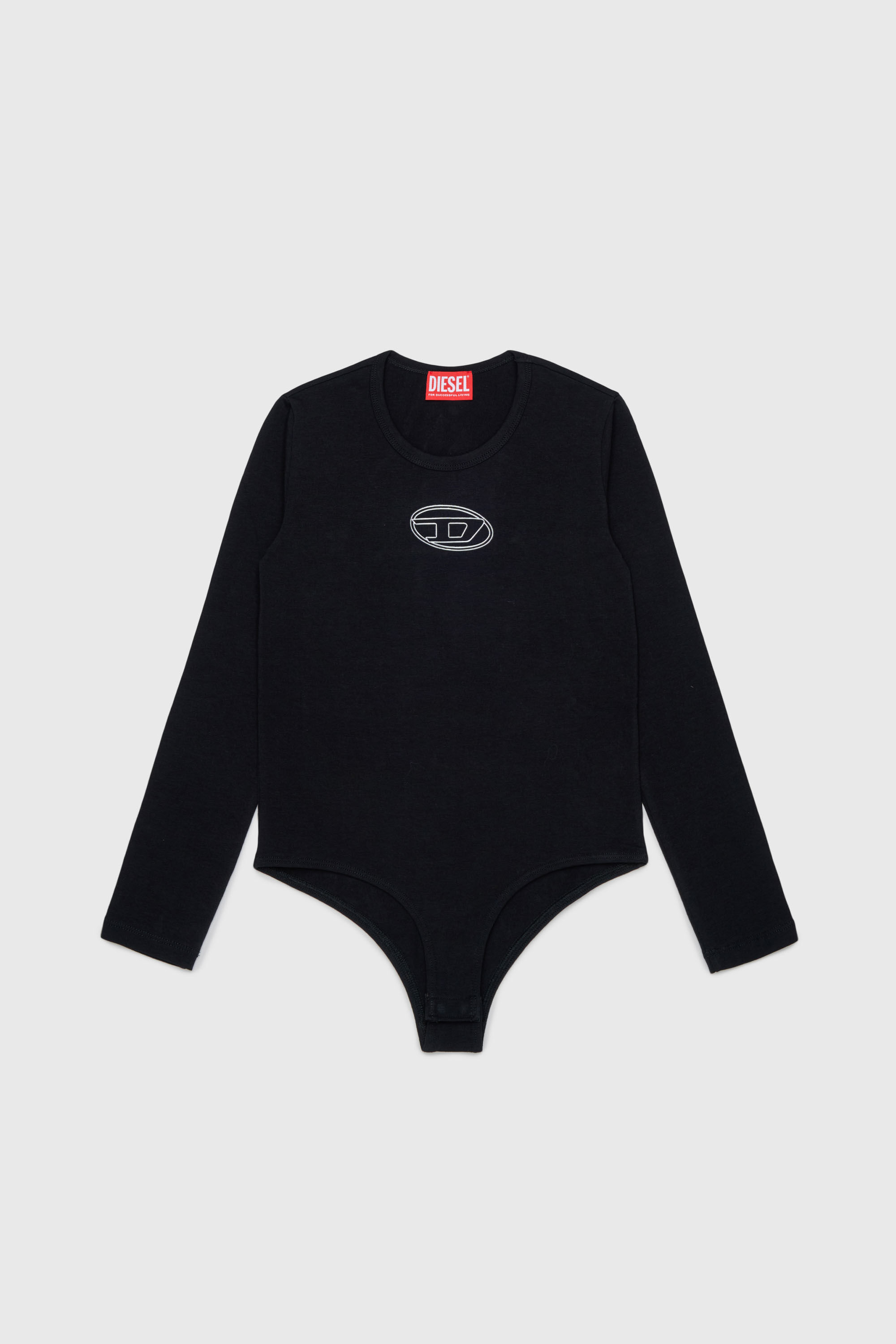 Diesel - BILIT, Body a manica lunga con logo Oval D Donna in Nero - 1
