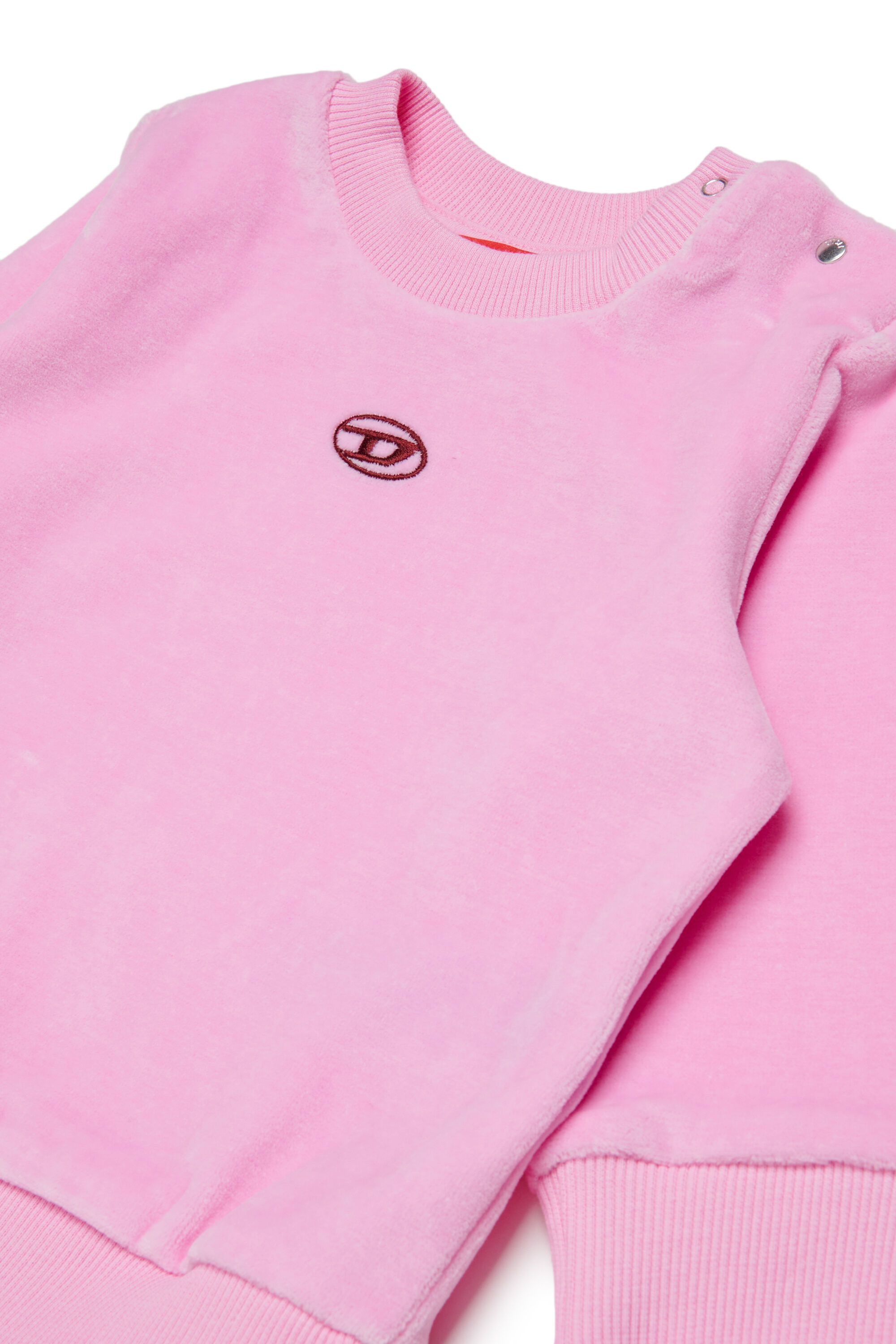 Diesel - SHENIB, Sweat-shirt en velours avec broderie Oval D Homme in Rose - 3