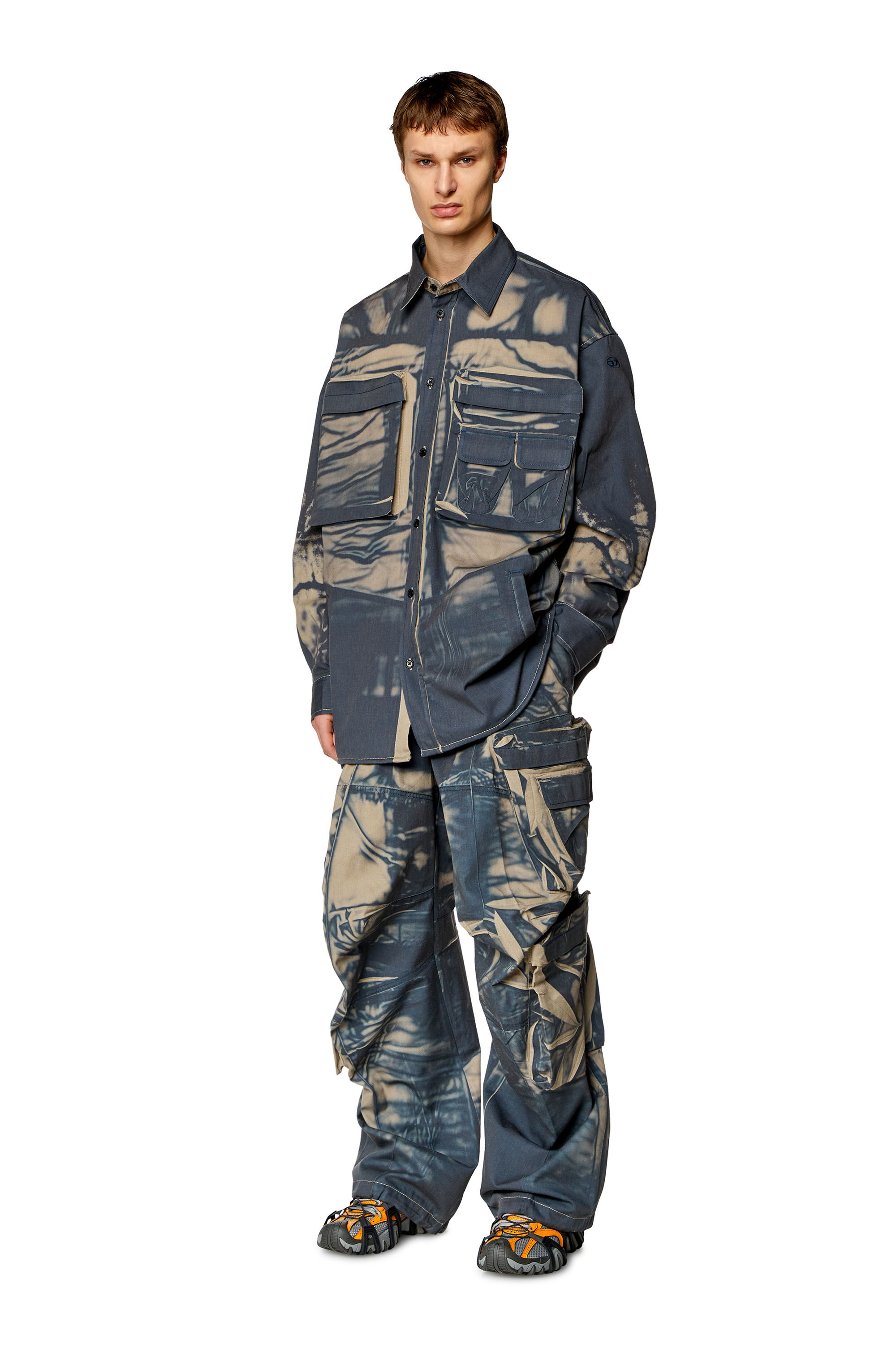 Diesel - S-CADD, Man Cargo shirt with creased print in Multicolor - Image 1