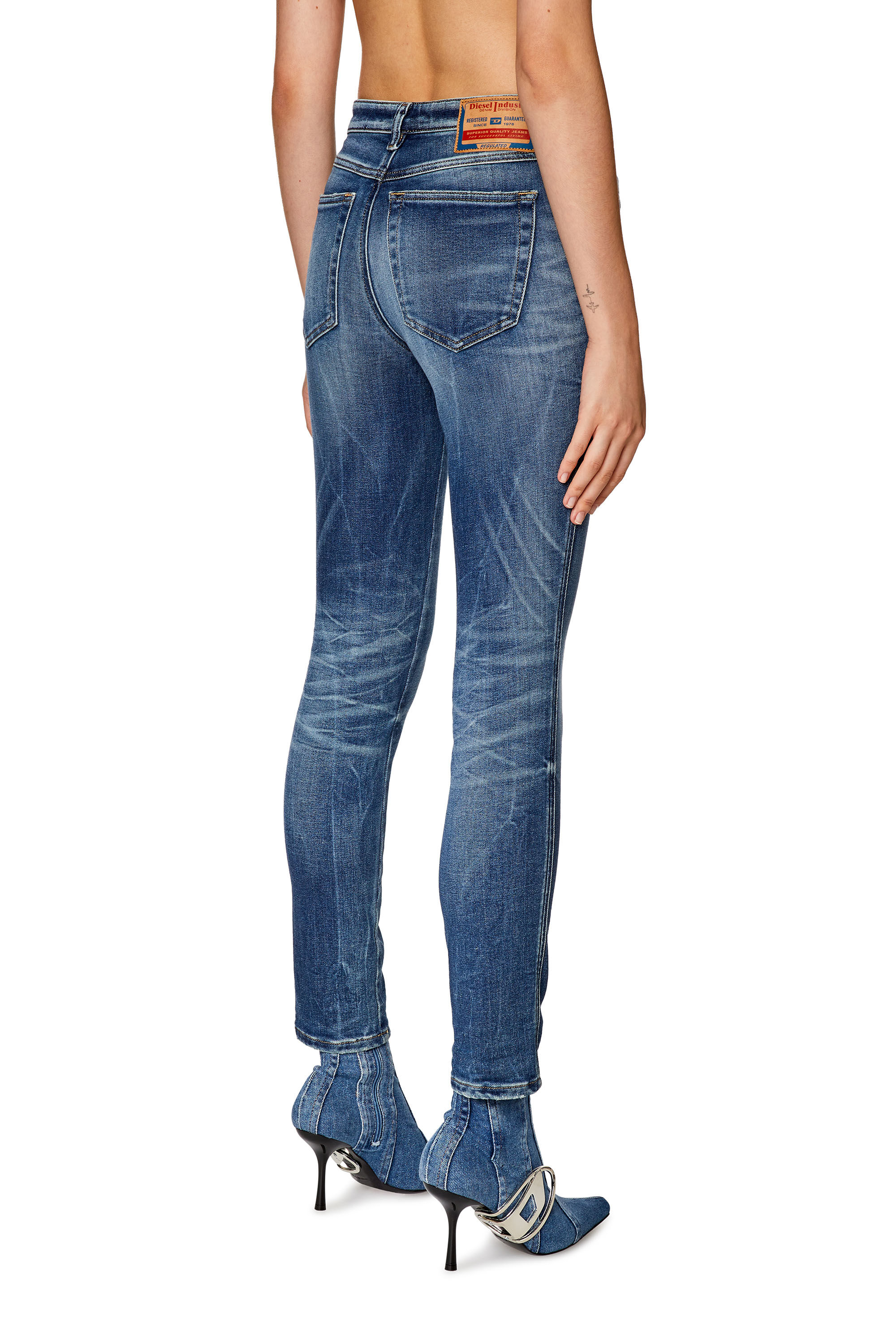 Diesel - Skinny Jeans 2015 Babhila 09G30, Mittelblau - Image 4