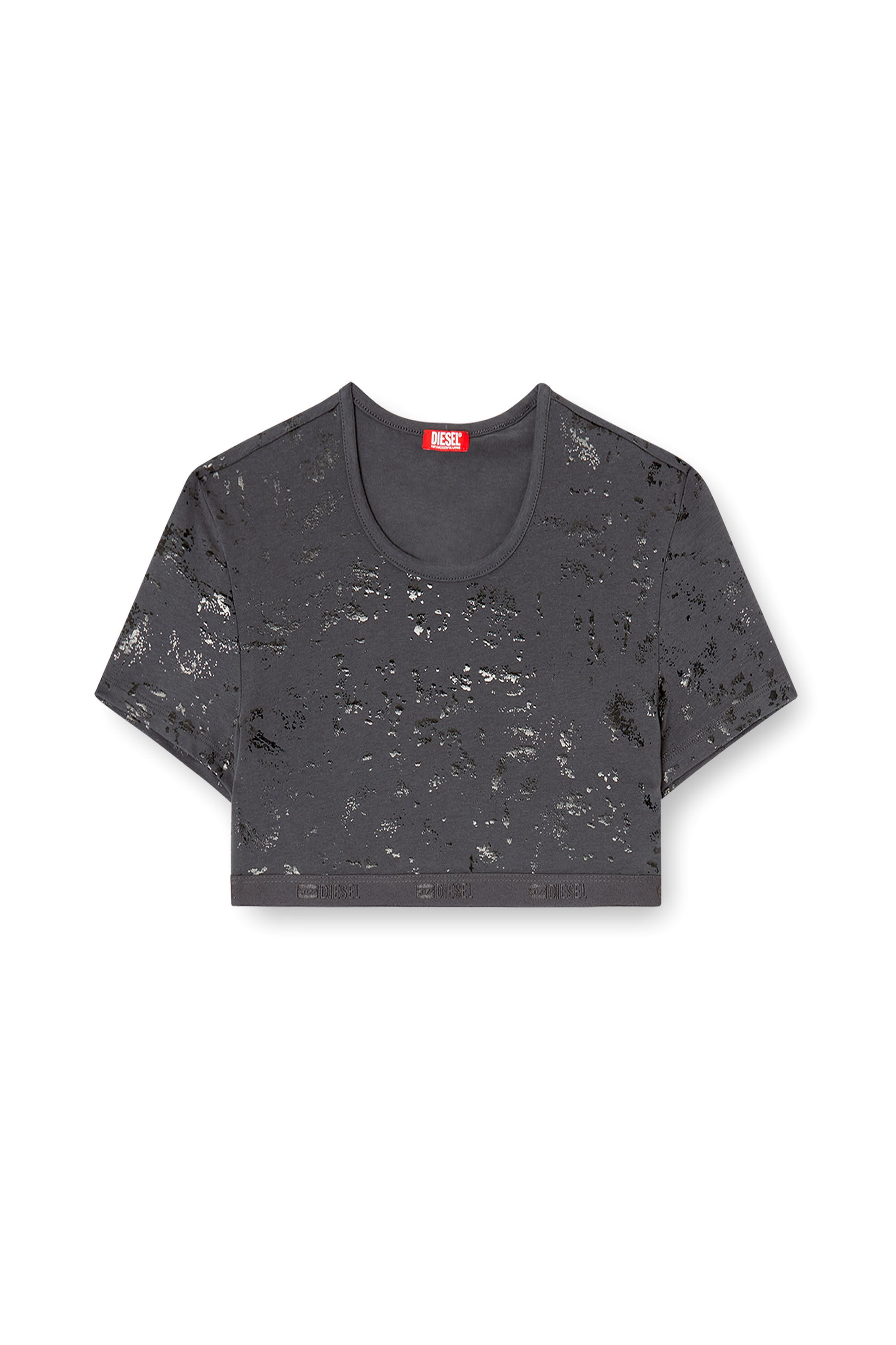 Diesel - IRMA-GFT, Damen Bauchfreies T-Shirt mit Metallic-Effekt in null - 2