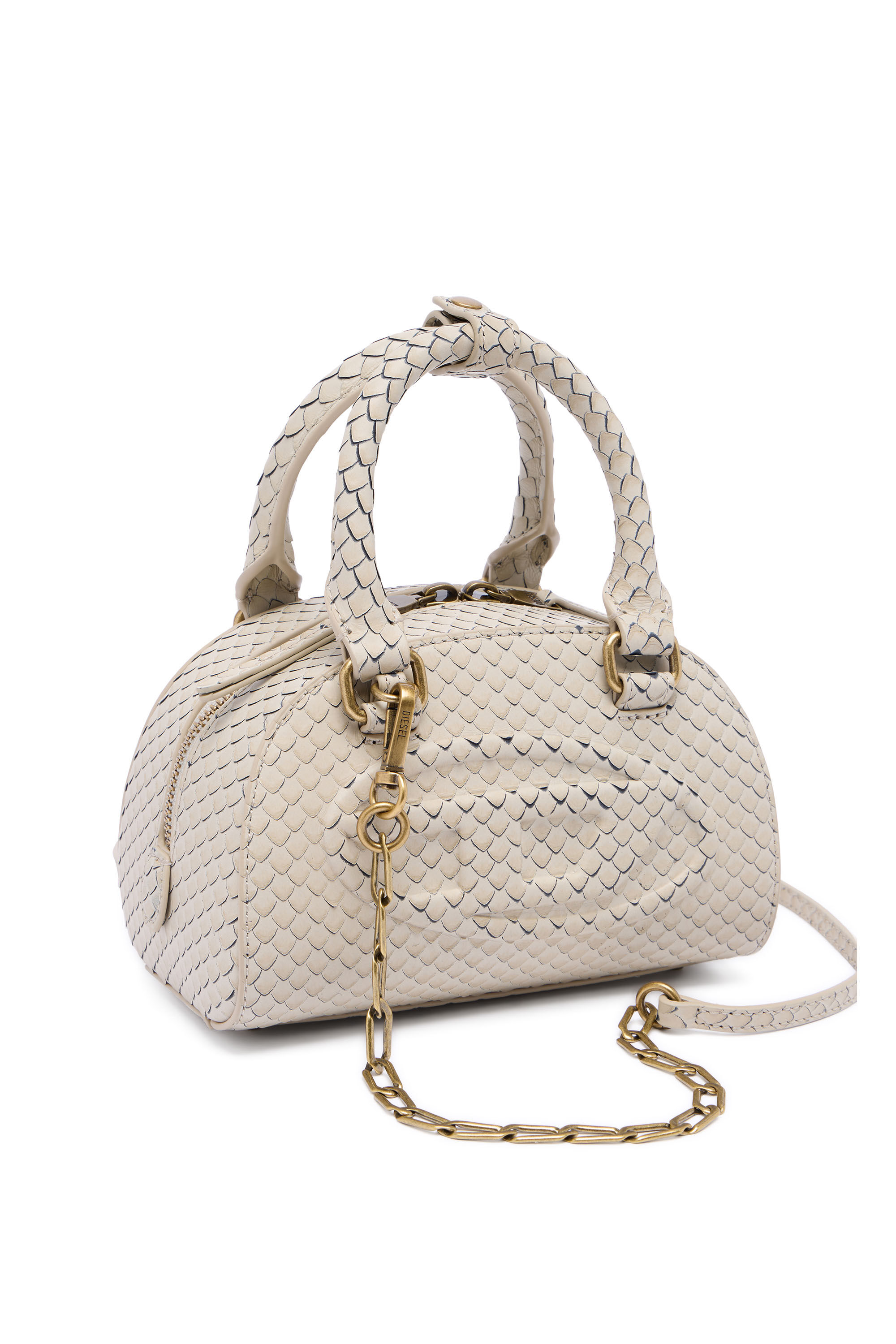 Diesel - 1DR DOME CROSSBODY, Damen 1DR Dome-Mini-Bowlingtasche aus Leder in Schlangenoptik in Beige - 5
