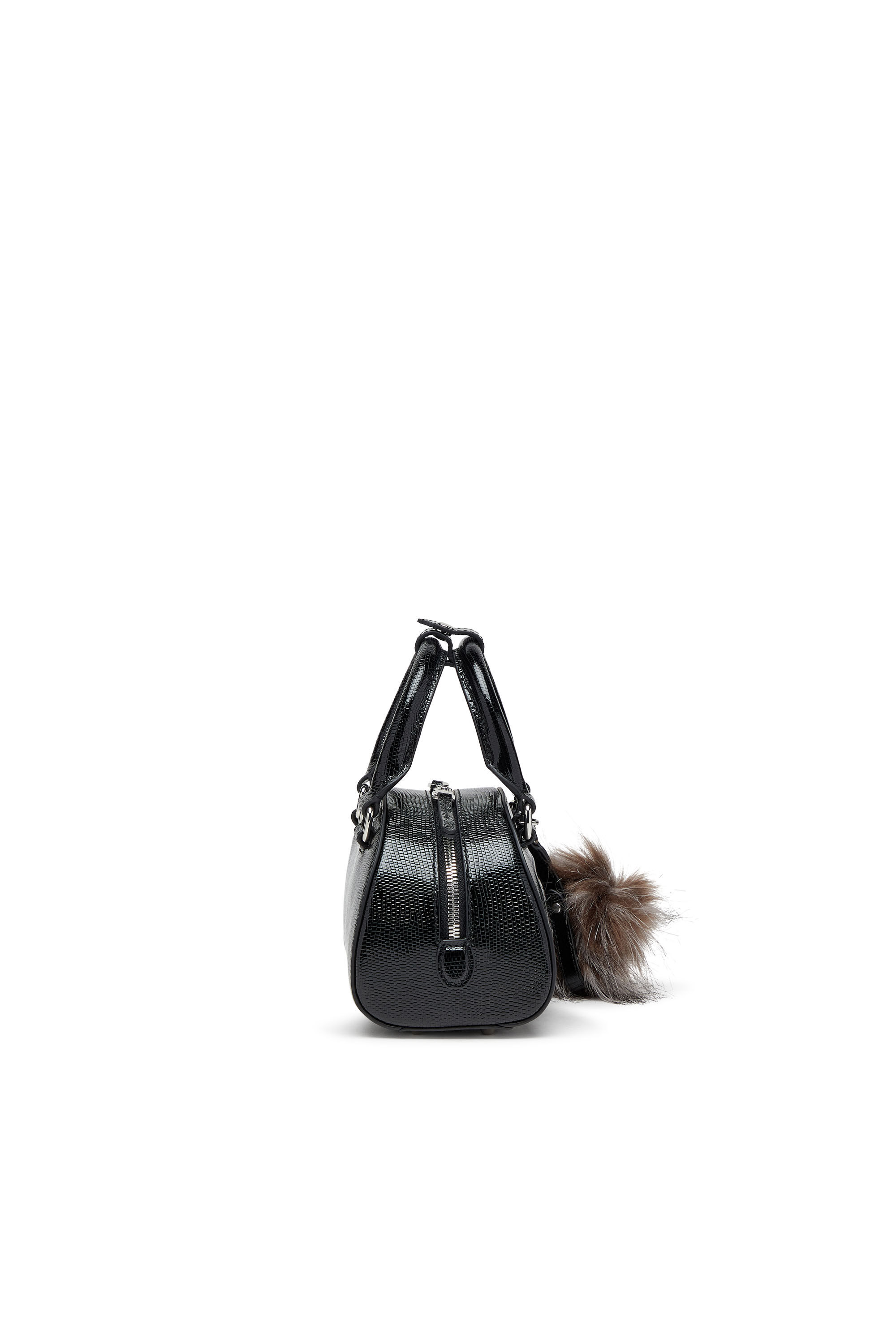 Diesel - 1DR DOME CROSSBODY, Damen Mini-Bowling-Tasche aus geprägtem Leder in Schwarz - 3