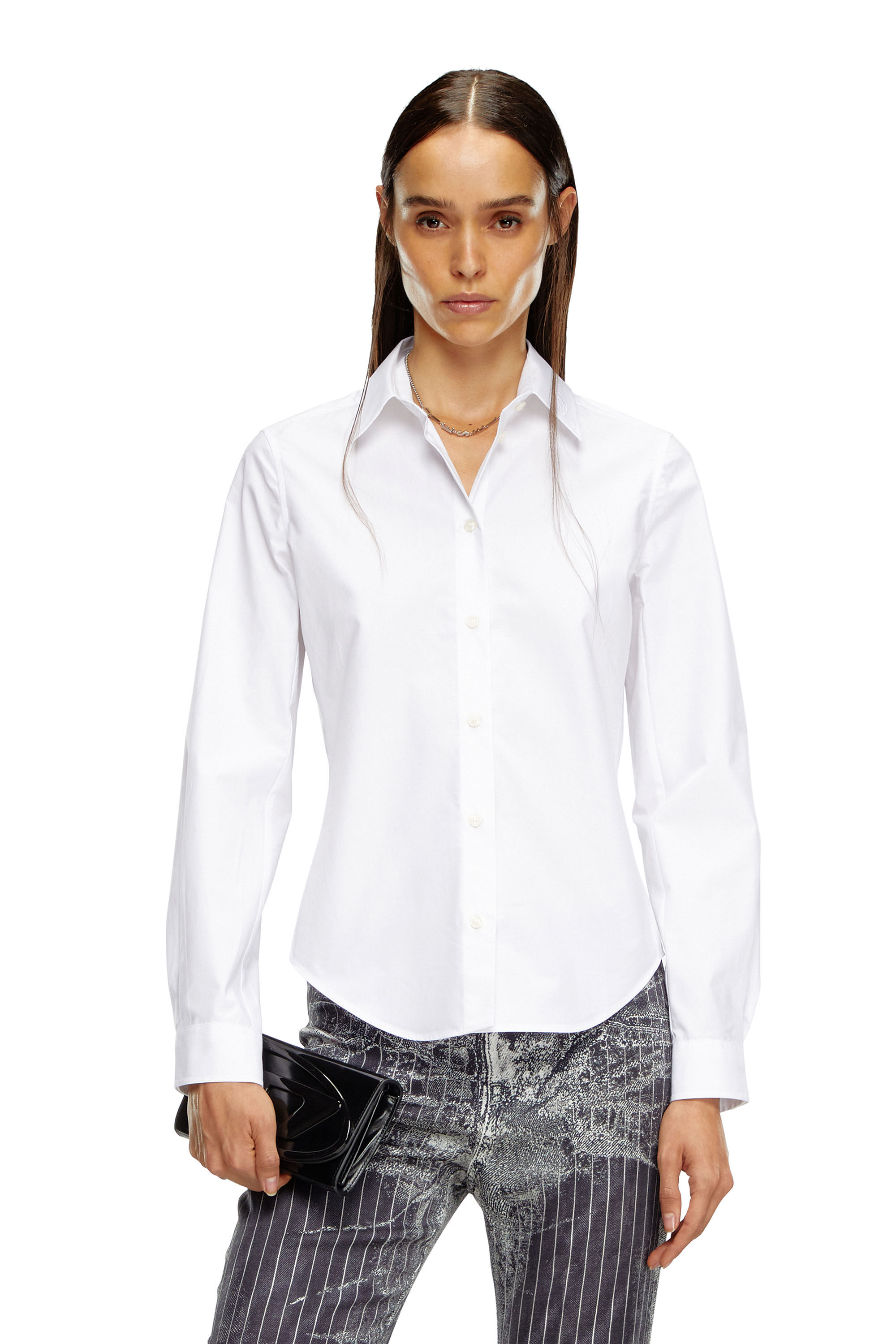 Diesel - C-GISEL-P1, Femme Chemise avec col à logo brodé in Blanc - Image 3