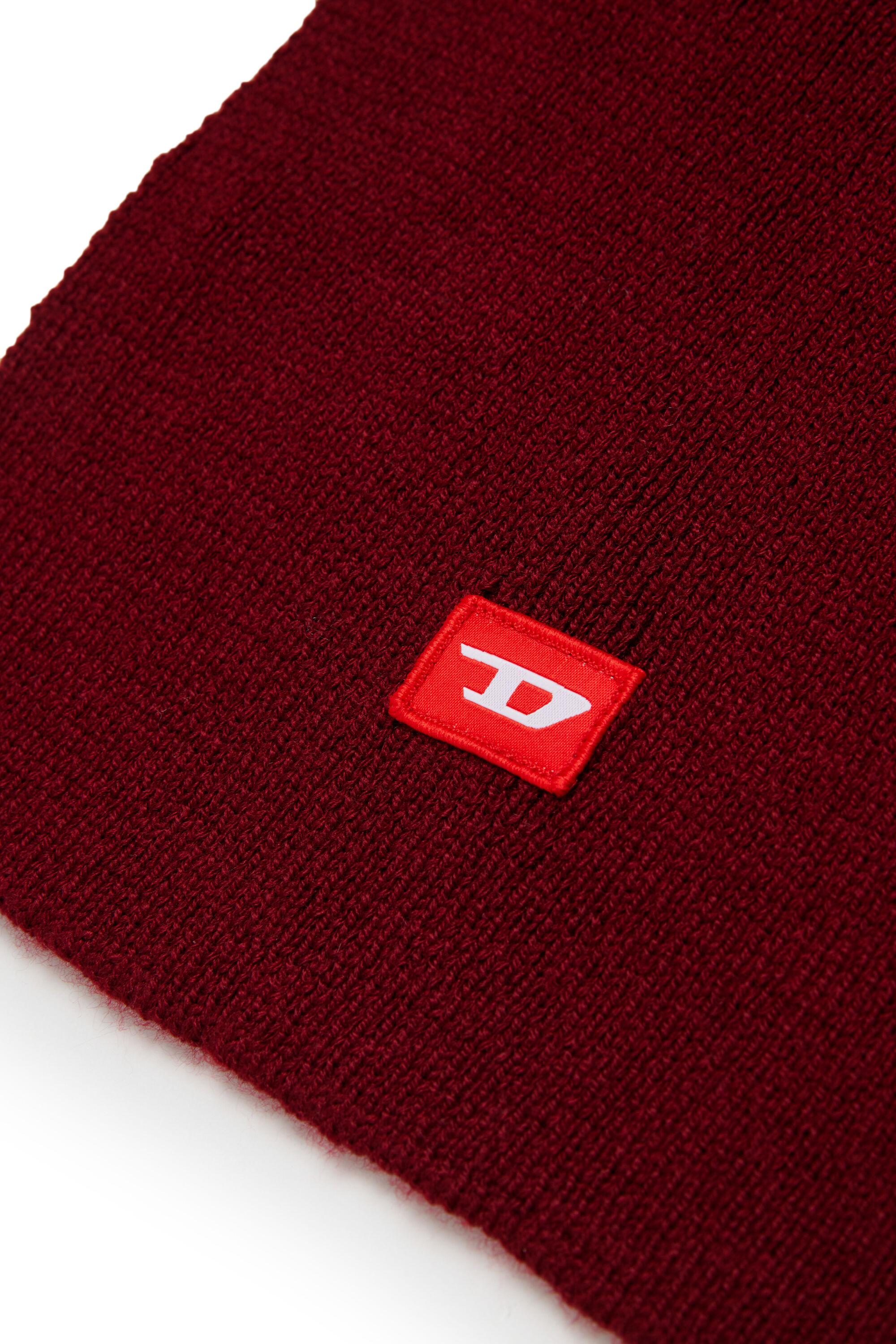 Diesel - RLOT, Unisex's Wool-blend scarf with D logo patch in Red - 3