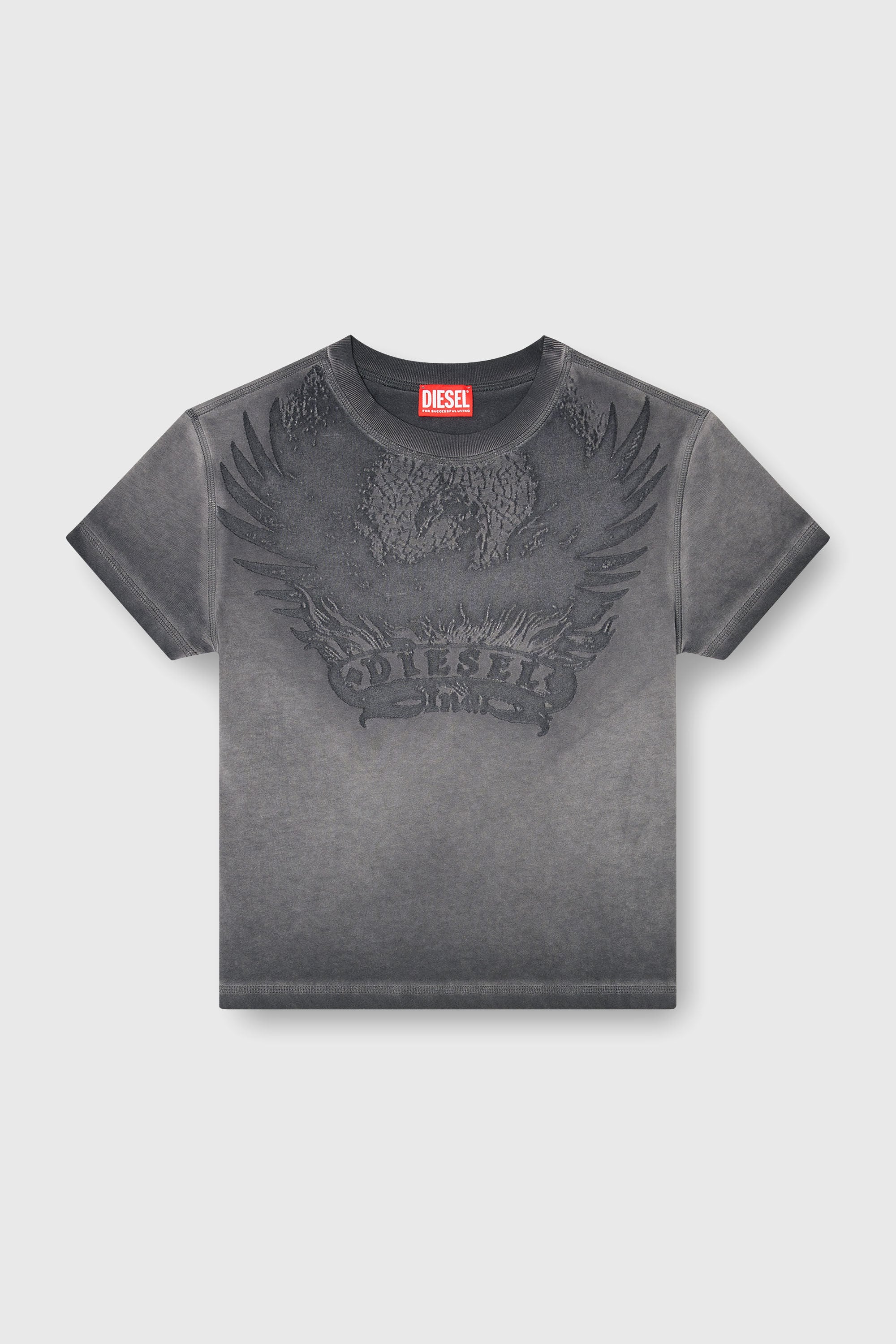 Diesel - T-ILA-AA7, T-shirt slim con d&eacute;vor&eacute; Phoenix Donna in Grigio - 2
