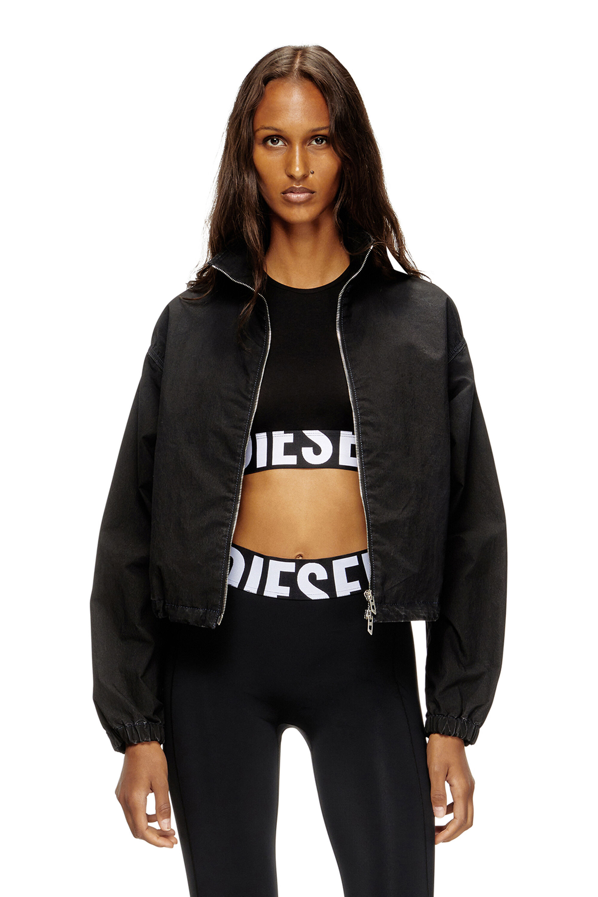 Diesel - ADA-D-POP, Débardeur crop avec logo découpé Femme in Noir - 5