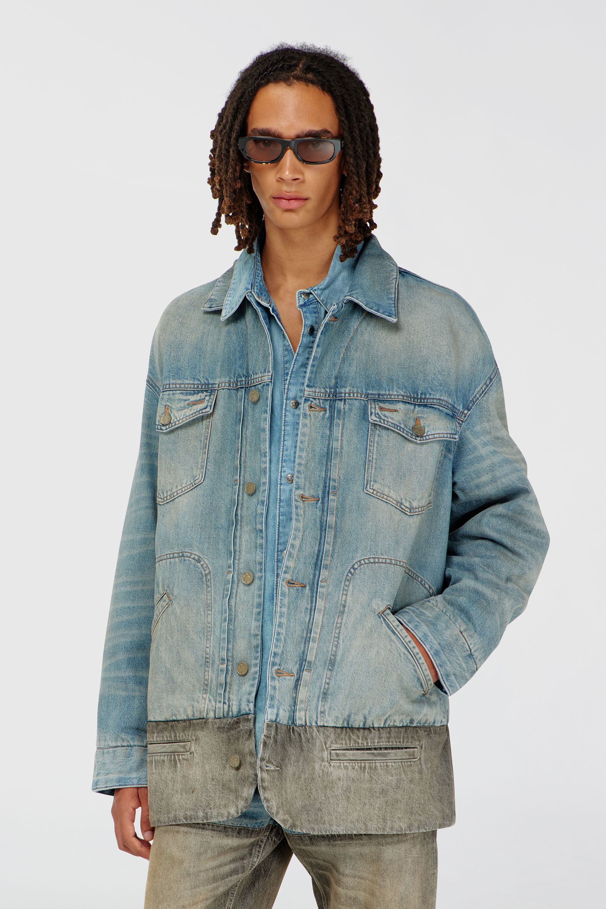 Diesel - D-ARI-S, Giacca in denim con orlo a contrasto Uomo in Multicolor - 3