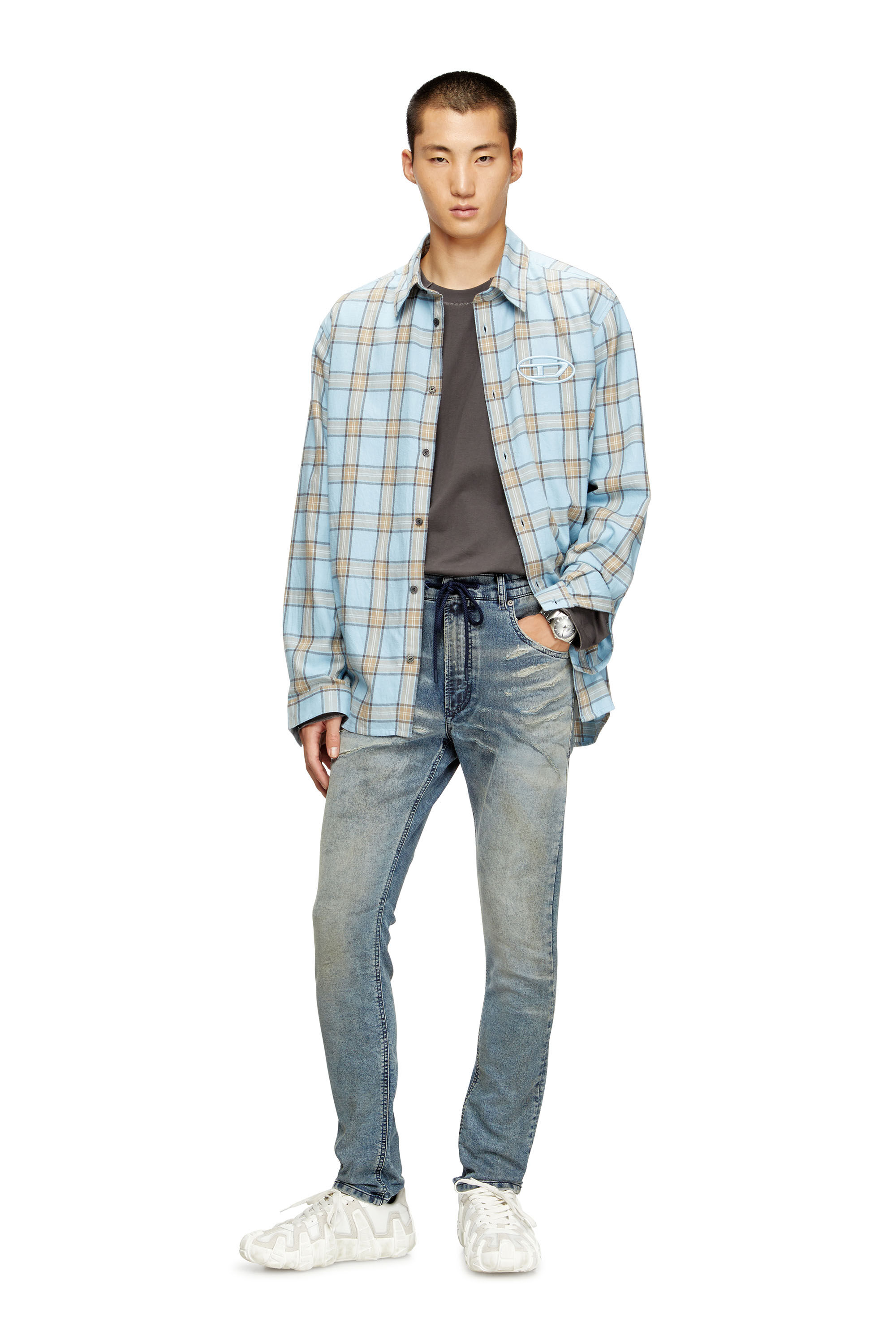 Diesel - Regular 2032 D-Krooley Joggjeans® 09M37 Uomo, Blu medio - Image 1