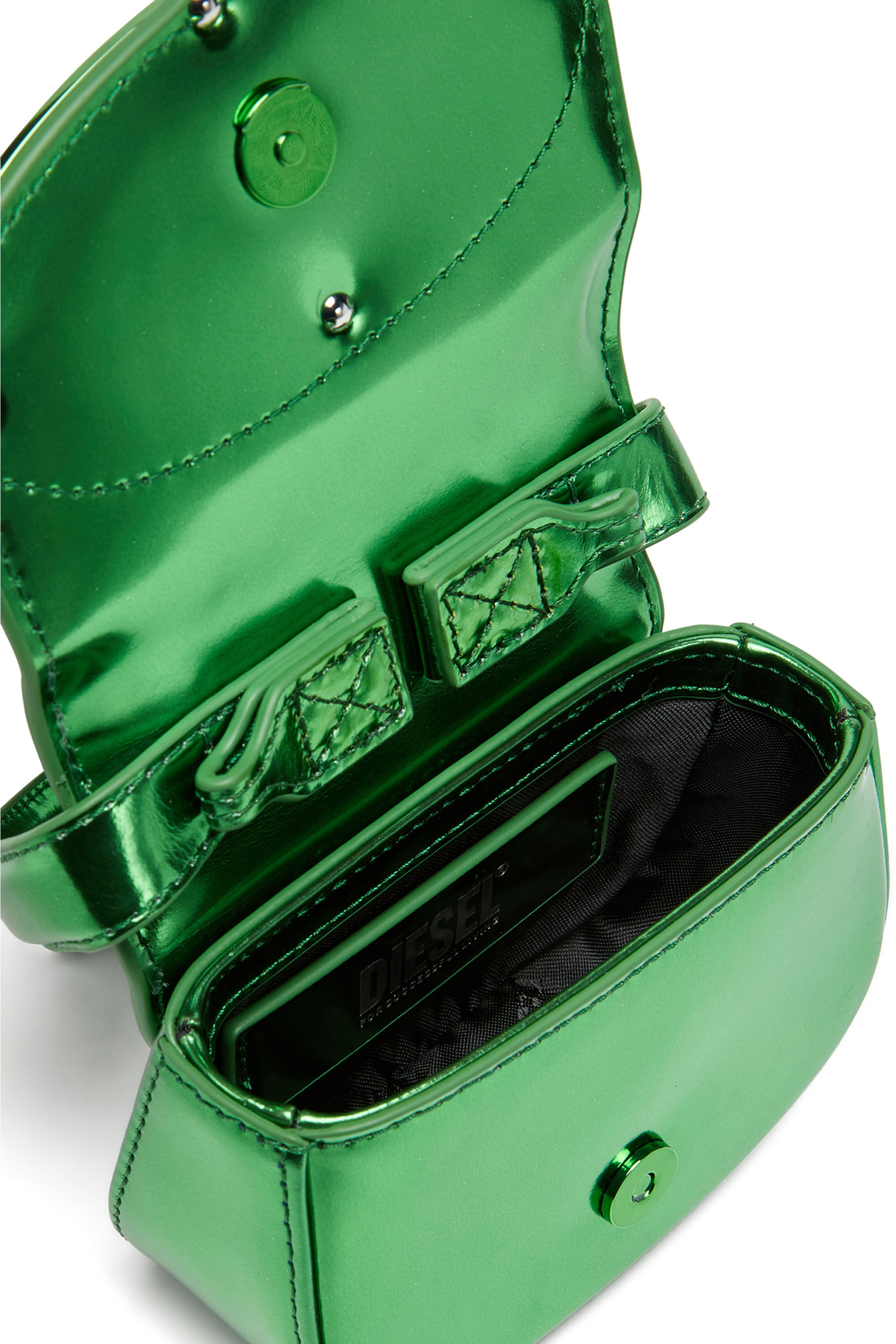 Diesel - 1DR-XS-S, Femme 1DR-XS-S-Mini sac iconique en cuir avec effet miroir in Vert - Image 5