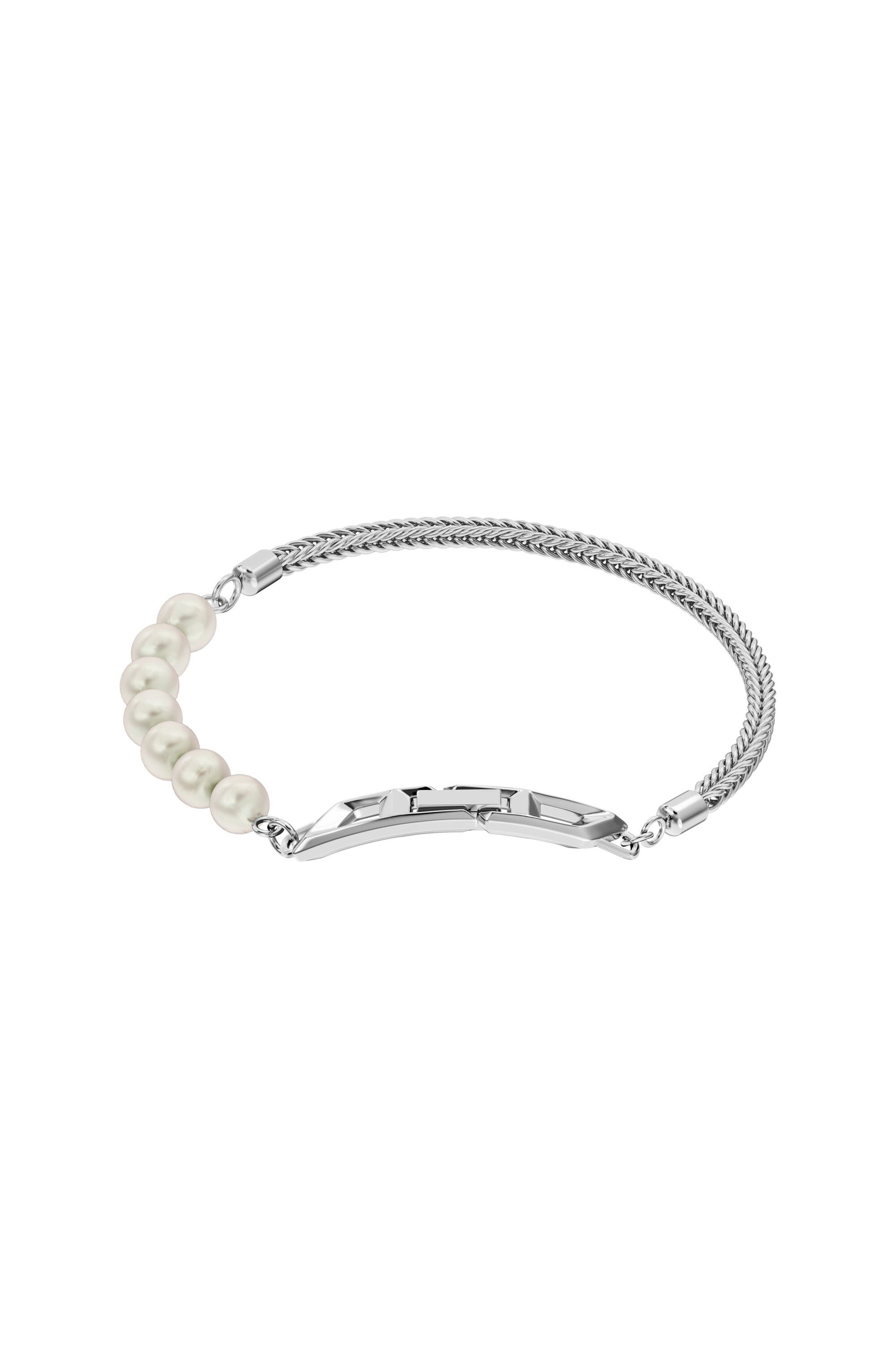Diesel - DL1368040 STERLING SILVER JEWEL, Bracelet en argent sterling et perle Mixte in Gris argent&eacute; - 1