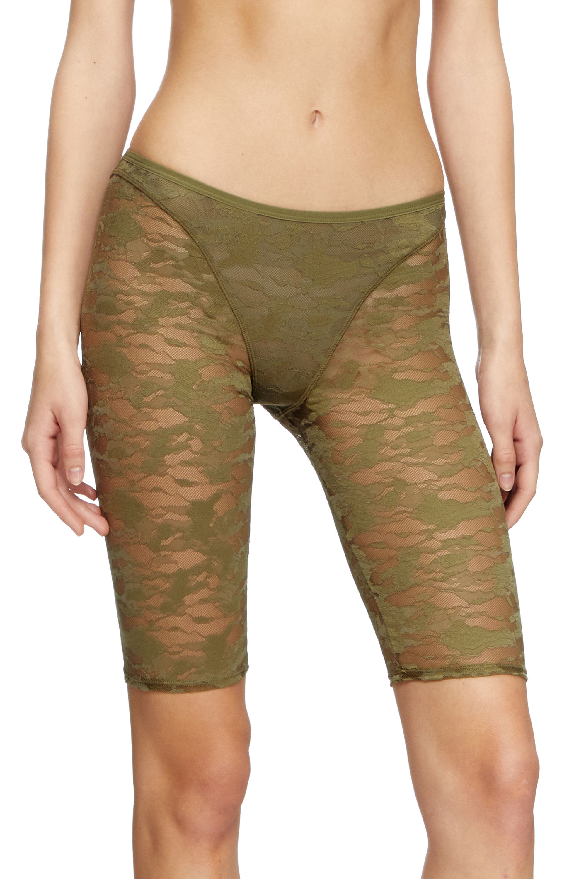 Diesel - UFLB-D-OVAL-LACE-SHORT, Short in pizzo camouflage con placca Oval D Donna in Verde - 3