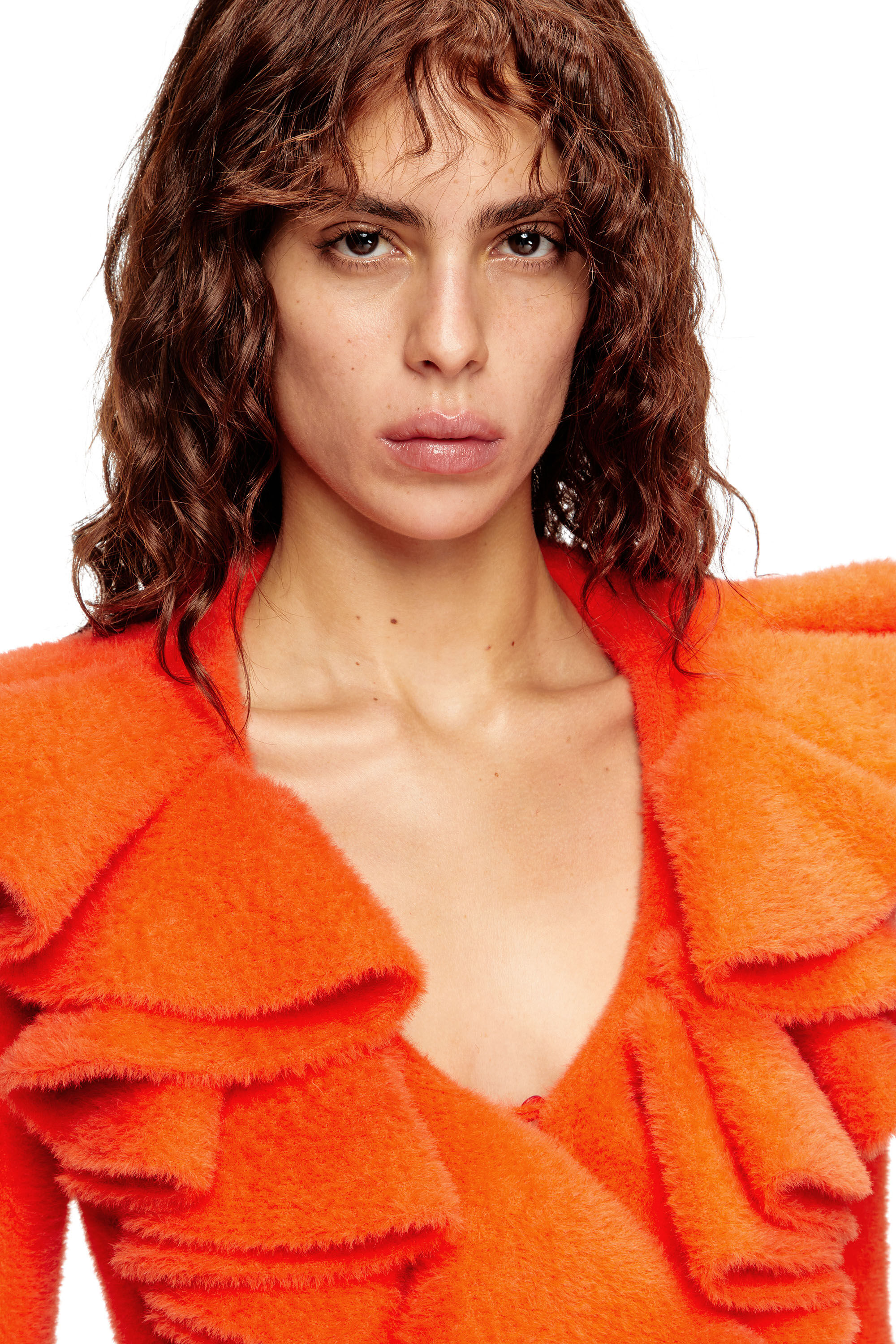 Diesel - M-INGE, Cardigan extra-morbido con scollo voluminoso arruffato Donna in Arancione - 5