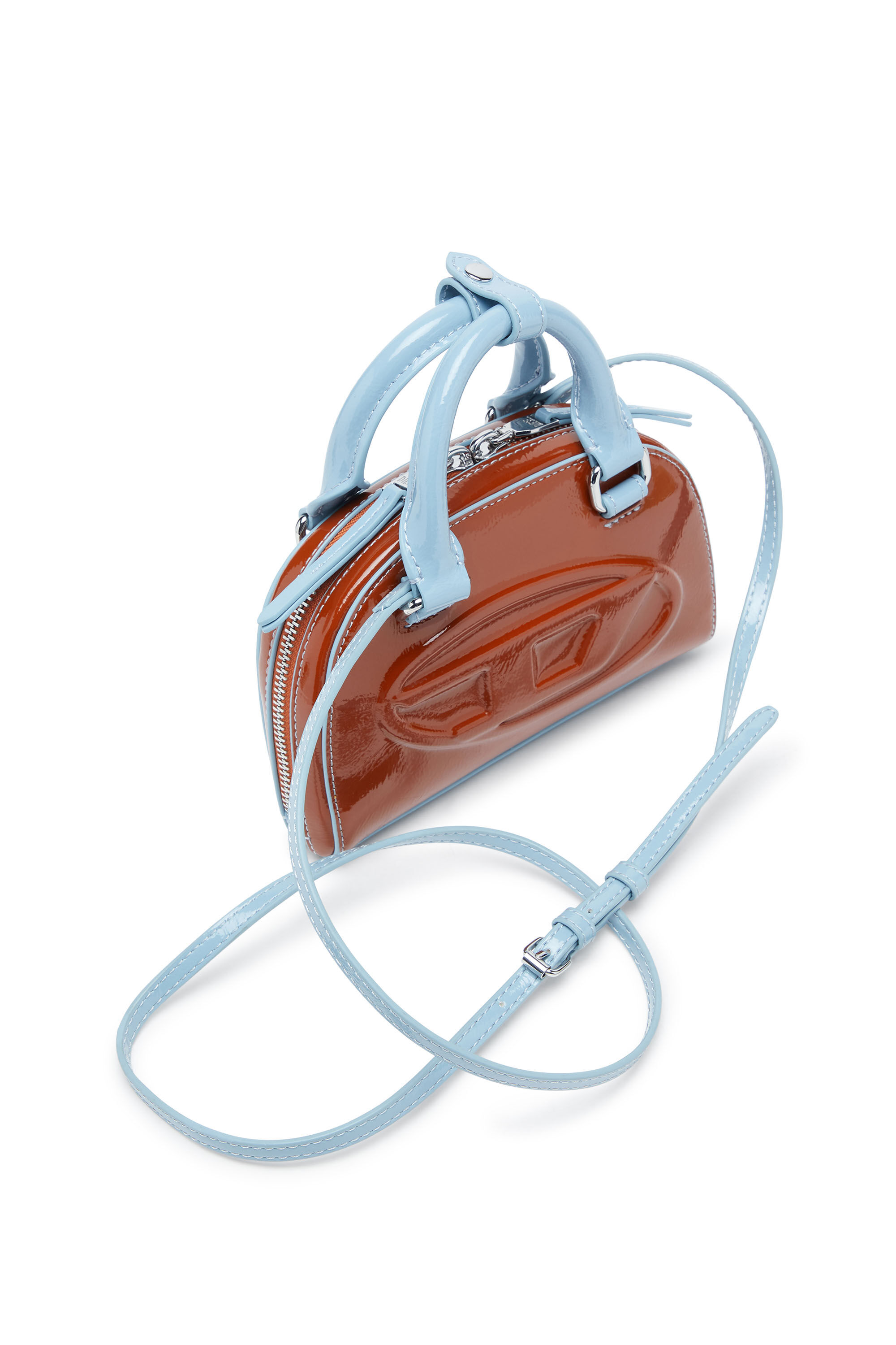 Diesel - 1DR DOME CROSSBODY XS, Damen 1DR Dome-Mini Umh&auml;ngetasche mit Naplak-Effekt in Braun - 5