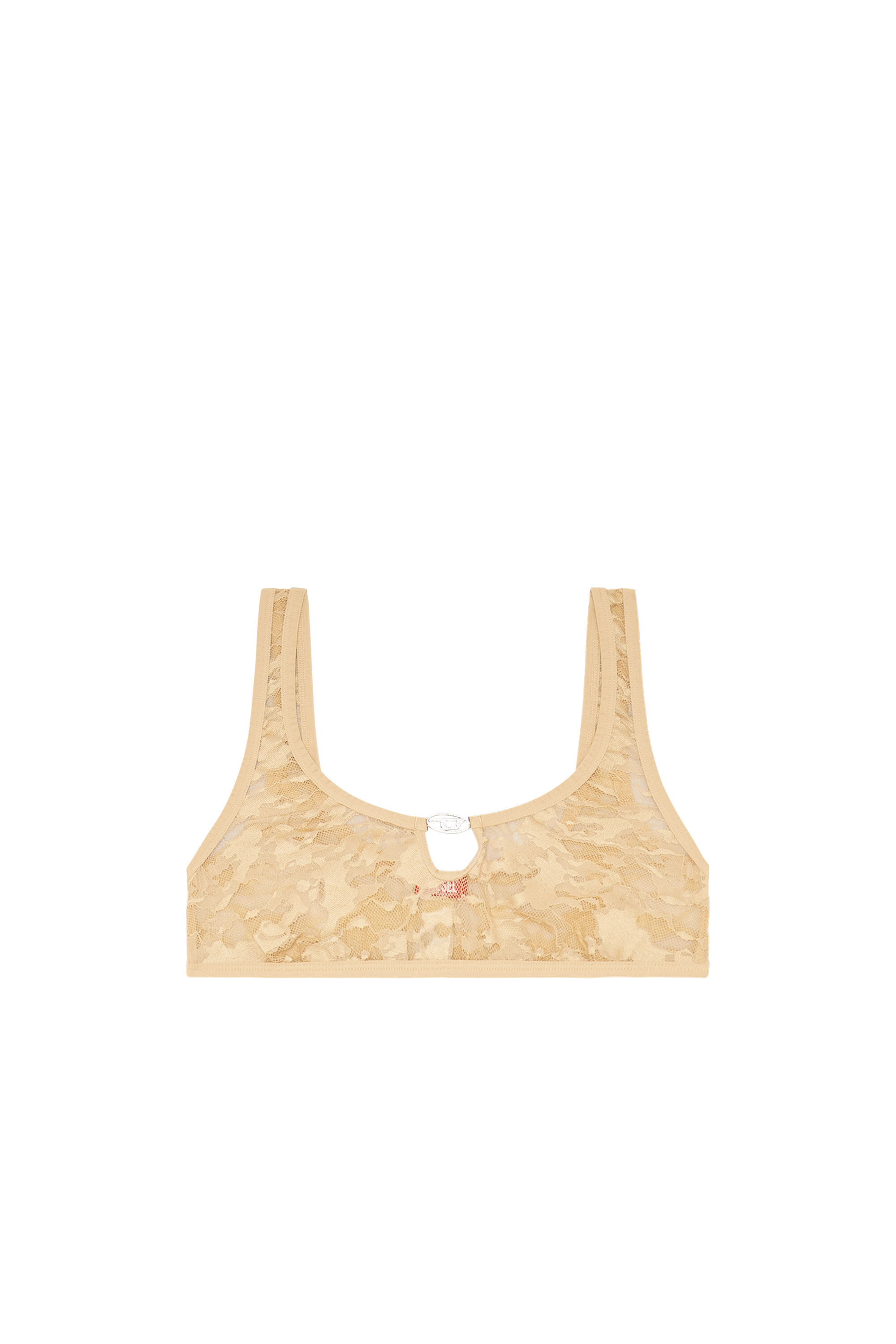 Diesel - UFSB-D-OVAL-LACE-BRALETTE, Bralette in pizzo camouflage con placca Oval D Donna in Marrone - 2