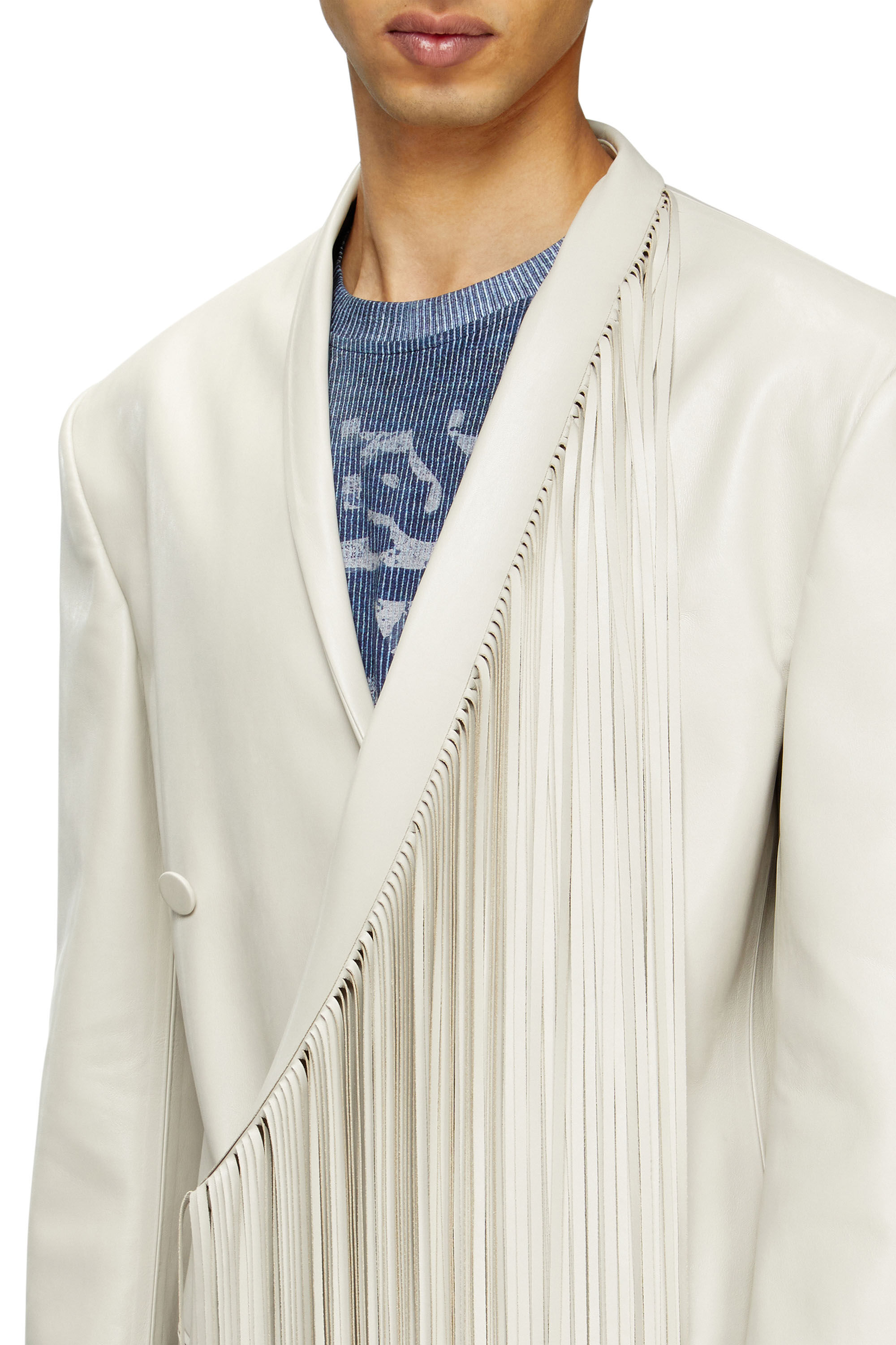 Diesel - J-ELDAR-A, Cappotto lungo con sciarpa a frange Uomo in Grigio - 5