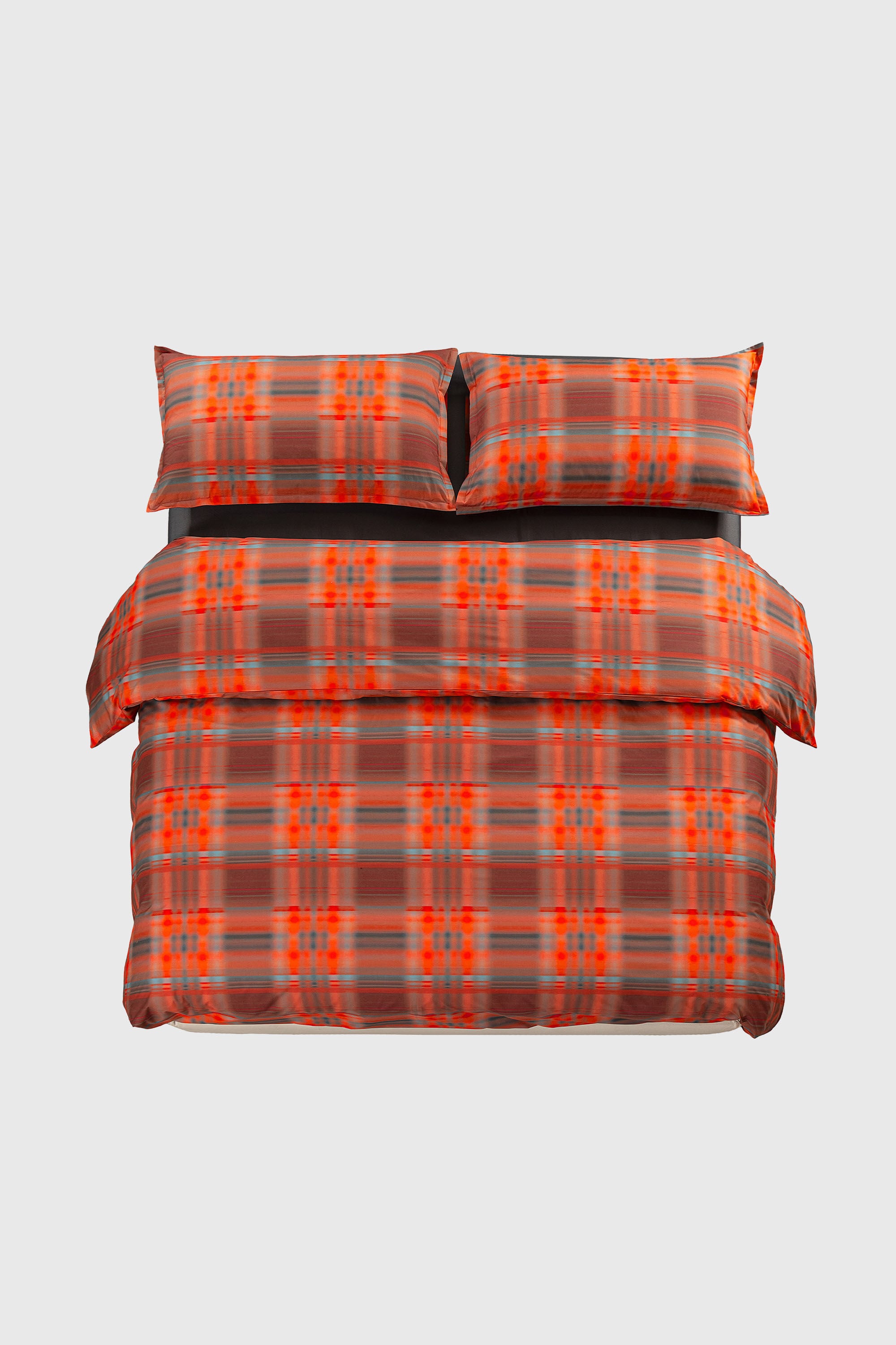 Diesel - 1016333  HAZY TARTAN DUVET COVER SET FOR, Parure copripiumino in percalle per letto queen size Unisex in Arancione - 1