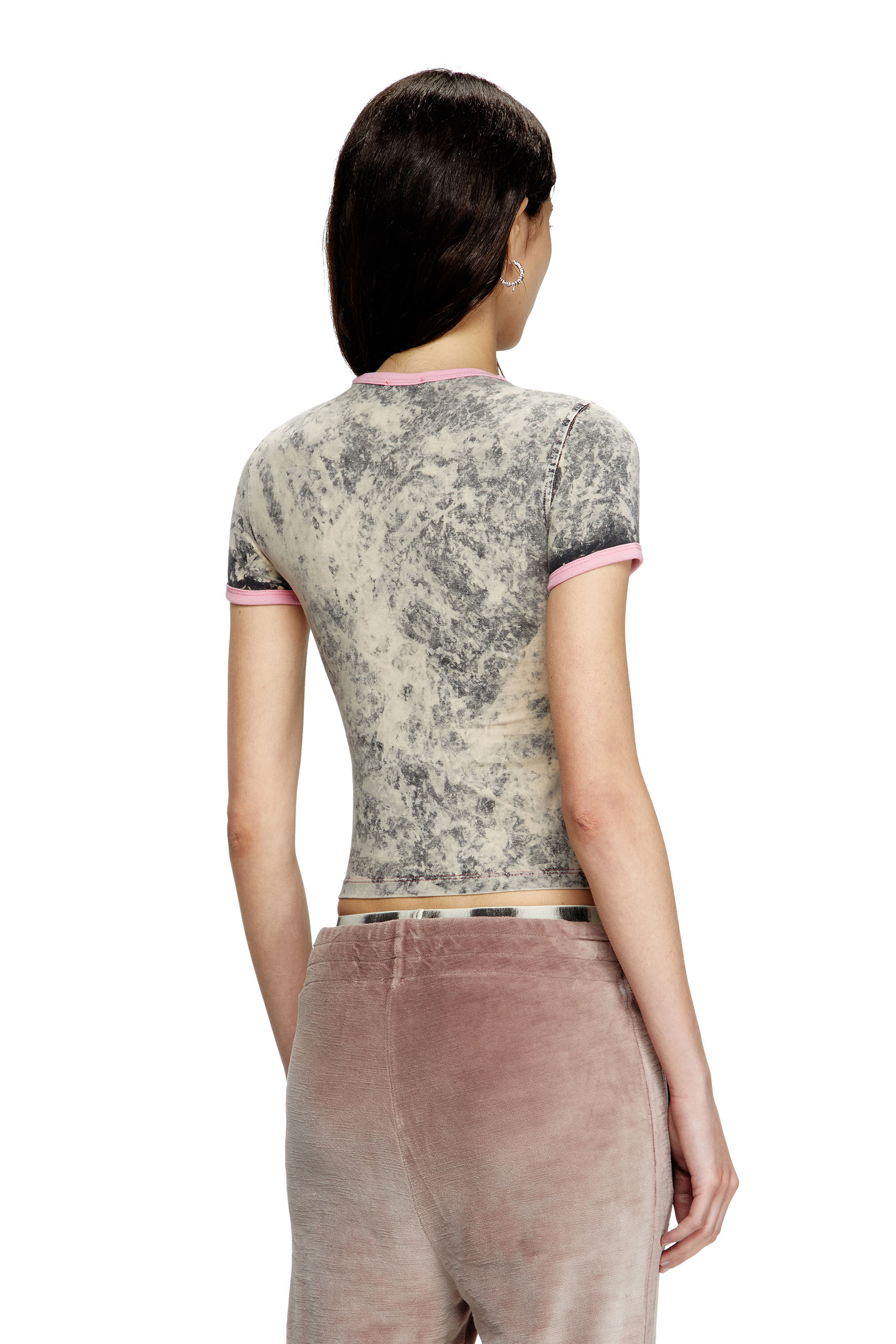 Diesel - T-UNCUTIES-SHORT-Q1, T-shirt avec imprimé Diesel Core Femme in Gris - 4