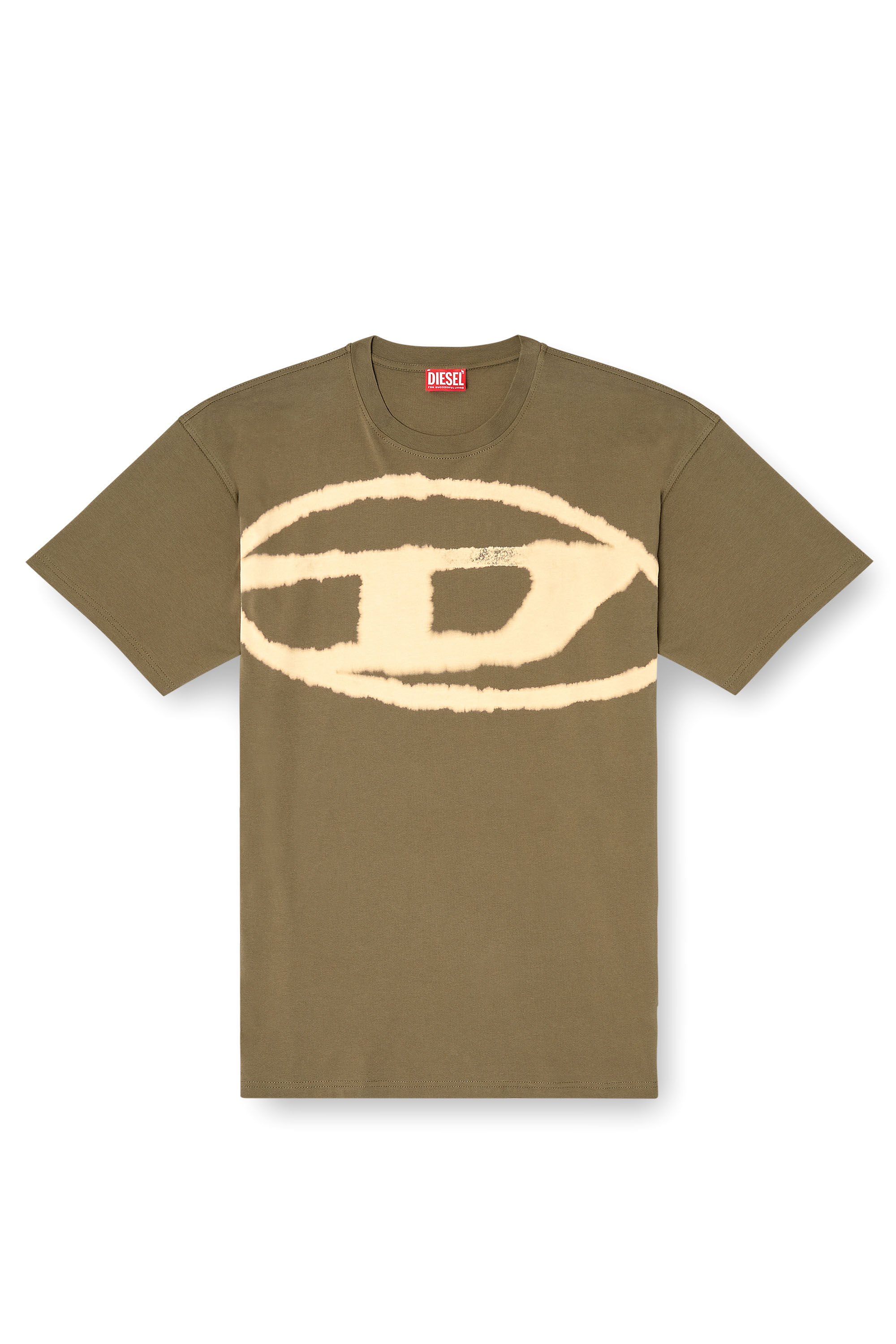 Diesel - T-BOXT-BLEACH, Herren T-Shirt mit gebleichtem Oval D-Logo in Armeegrün - 2