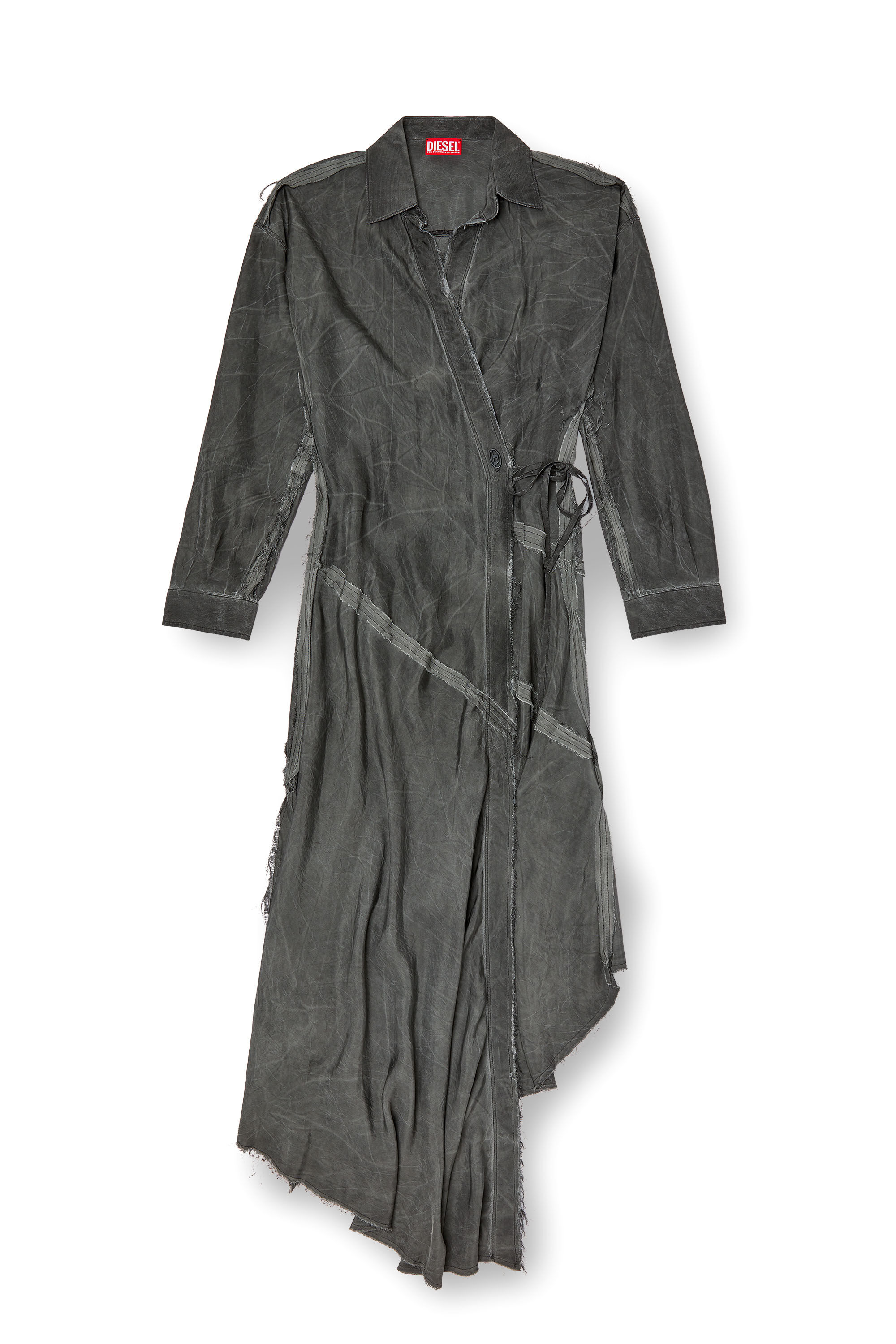 Diesel - D-RAVEN-Q1, Damen Asymmetrisches Langarm-Kleid in Dunkelgrau - 2
