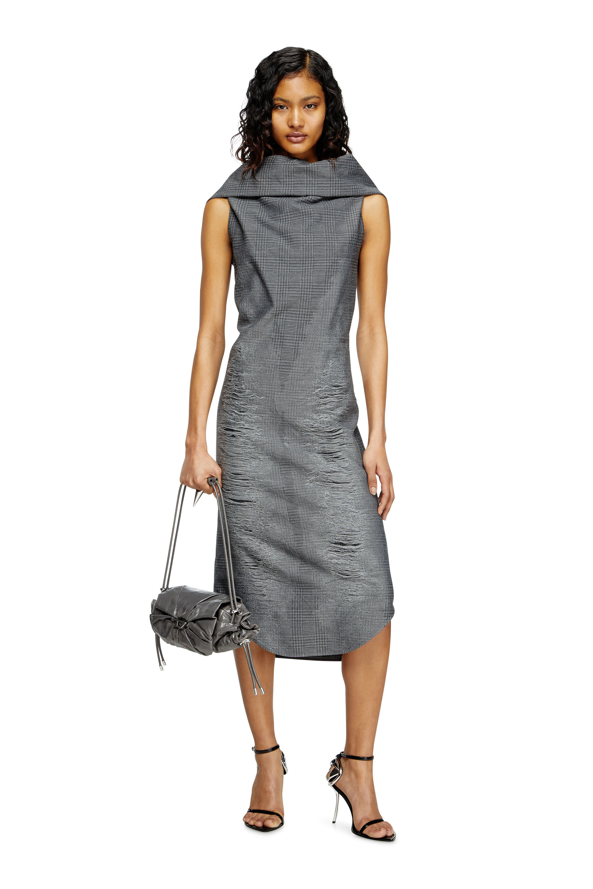 Diesel - D-MAUVE, Damen Prince-of-Wales-Midi-Kleid mit vielgetragenem Effekt in Grau - 3