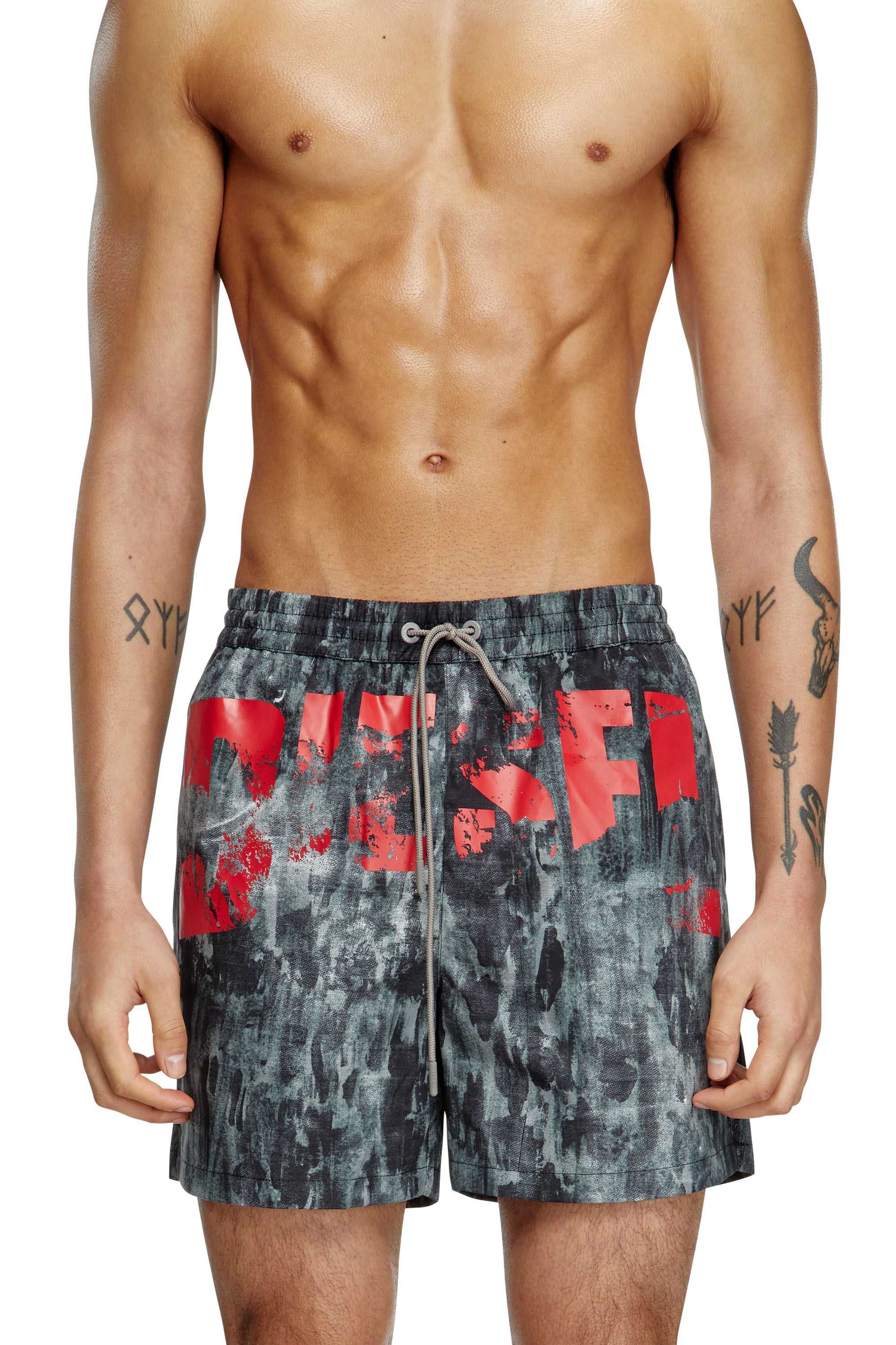 Diesel - RIO-41-D-POP, Short de bain mi-long avec imprimé graphique Homme in Noir - 1